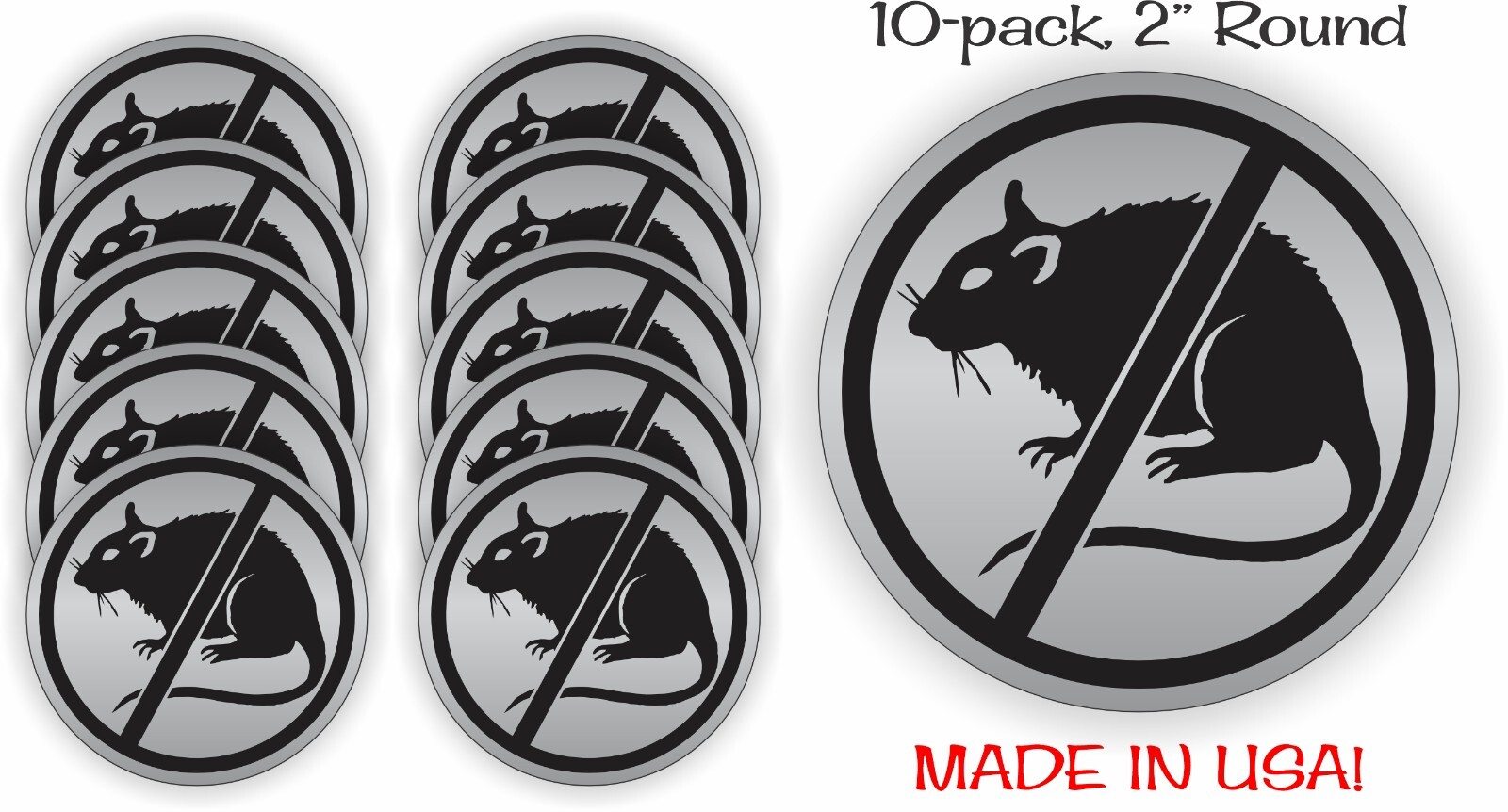 10 pack - NO RATS Funny 2" Silver Hard Hat Stickers Construction Helmet Decals