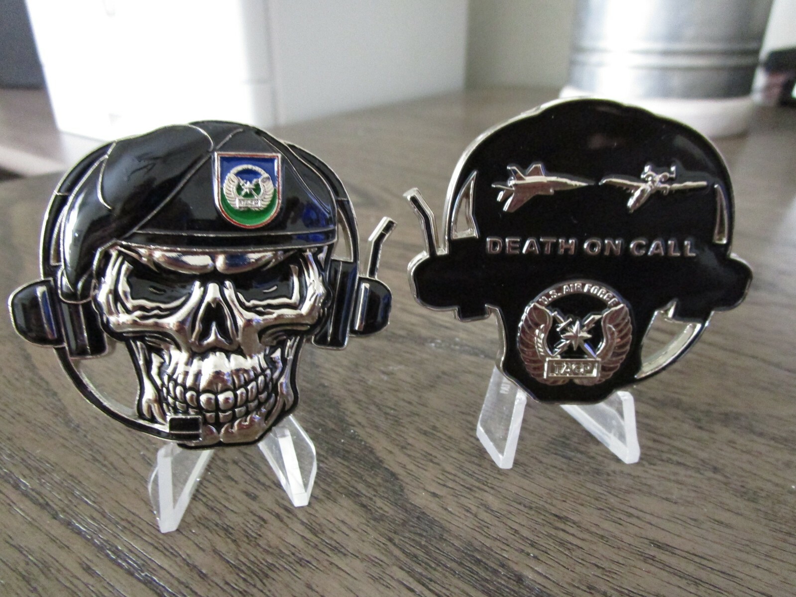 USAF TACP Tactical Air Control Party Death On Call Beret Skull Challenge Coin