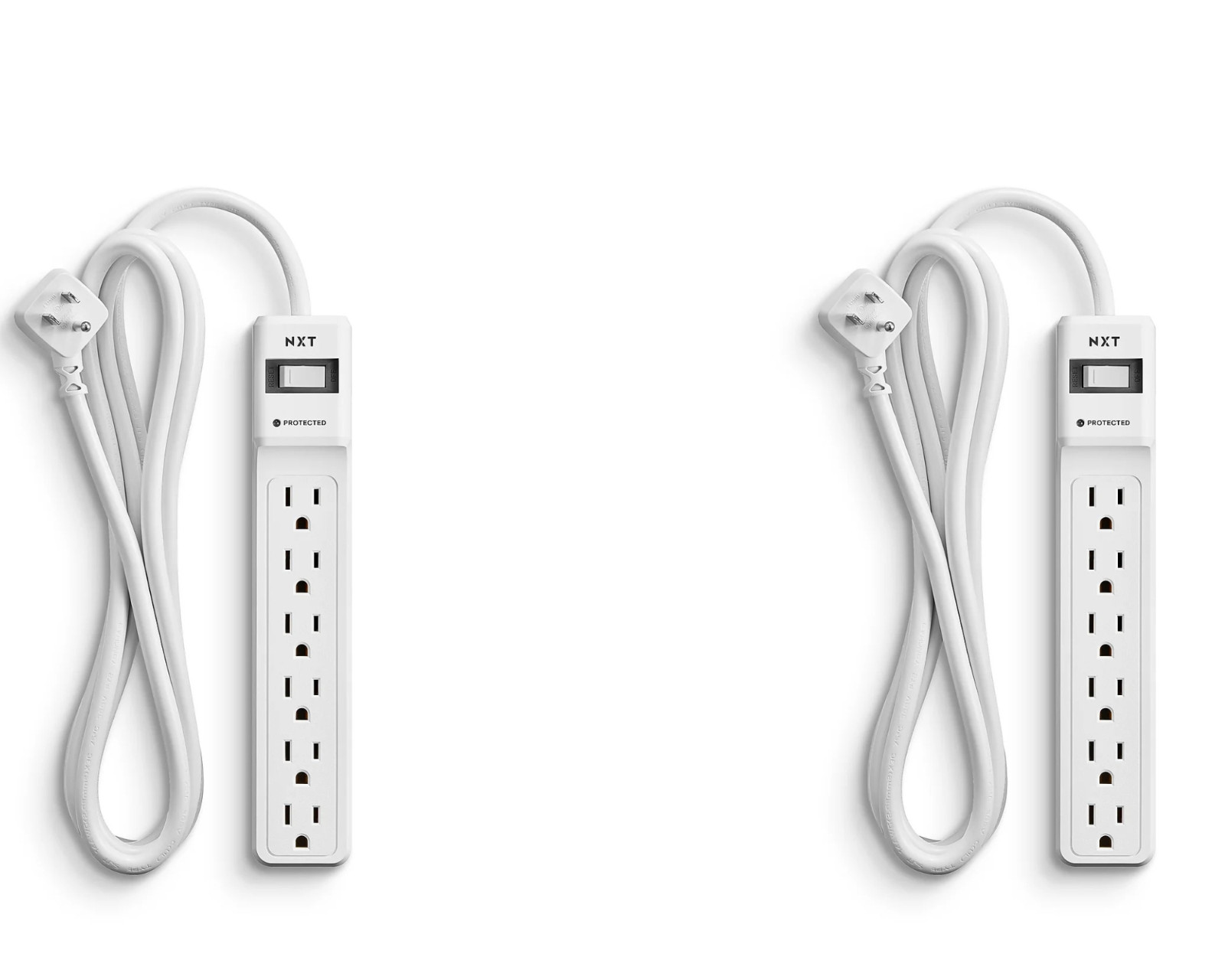 Set of 2 8ft Extension Cord With 6 Outlets NXT Technologies PROTECTOR NX54314