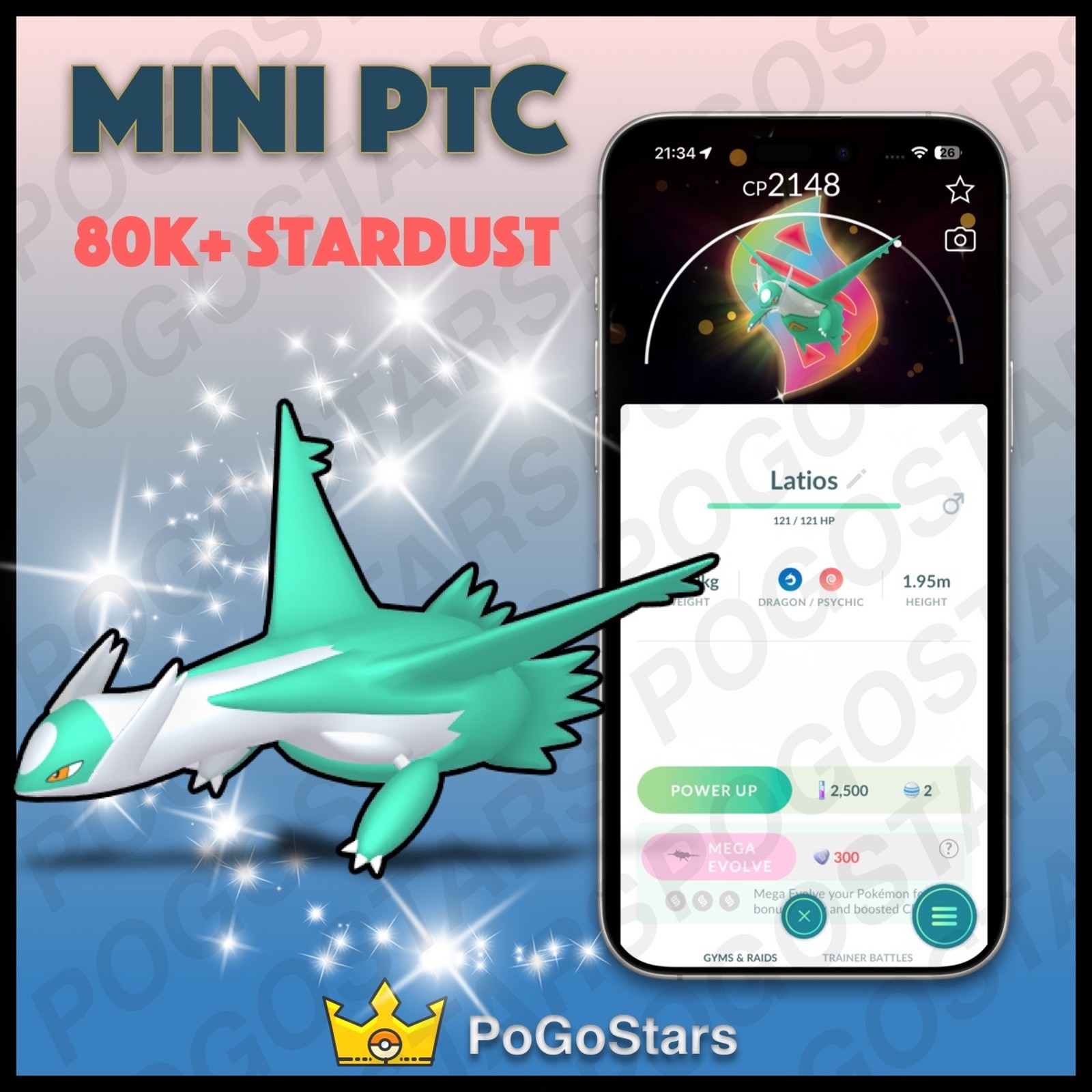 Pokémon PTC Go - Shiny Latios - Go Tour 2026✨Special Mega Background✨