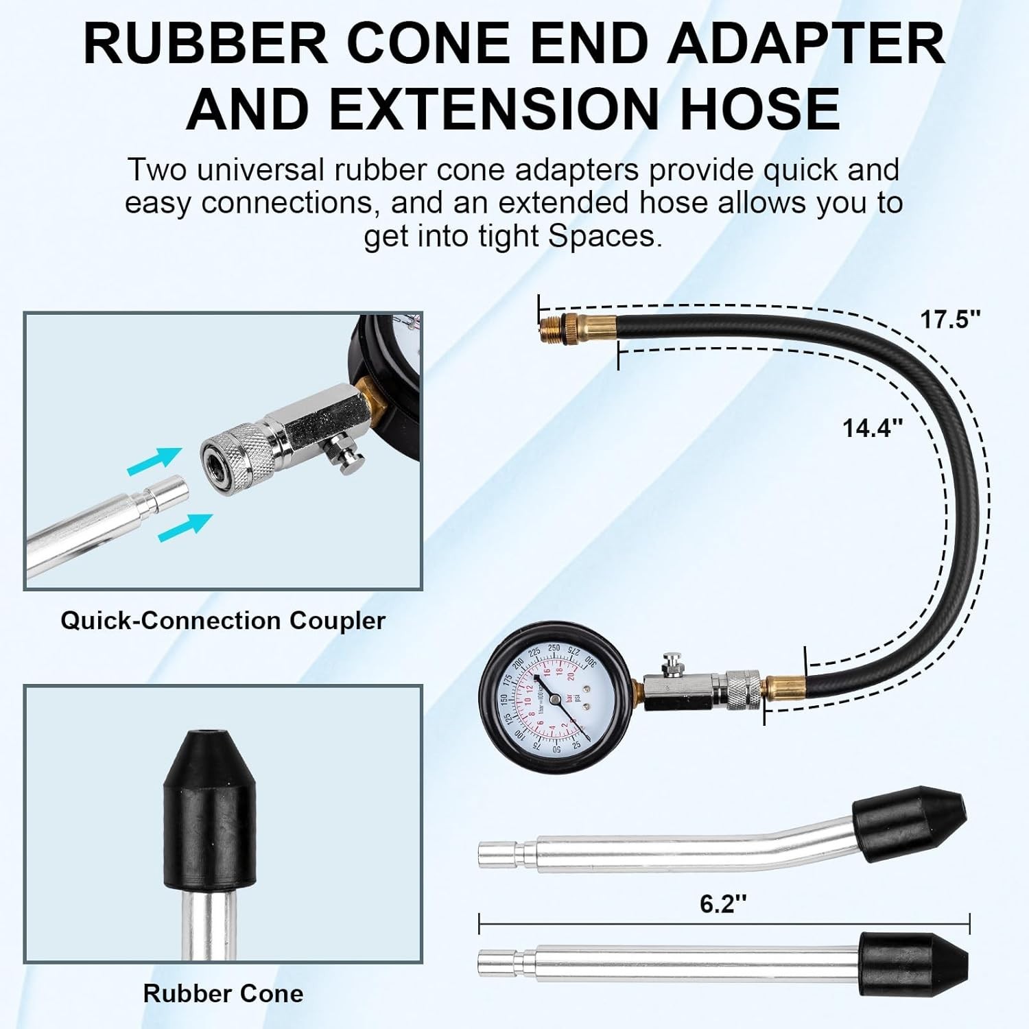 Durable 8-Piece Automotive Compression Tester Kit - Ideal for Maintenance