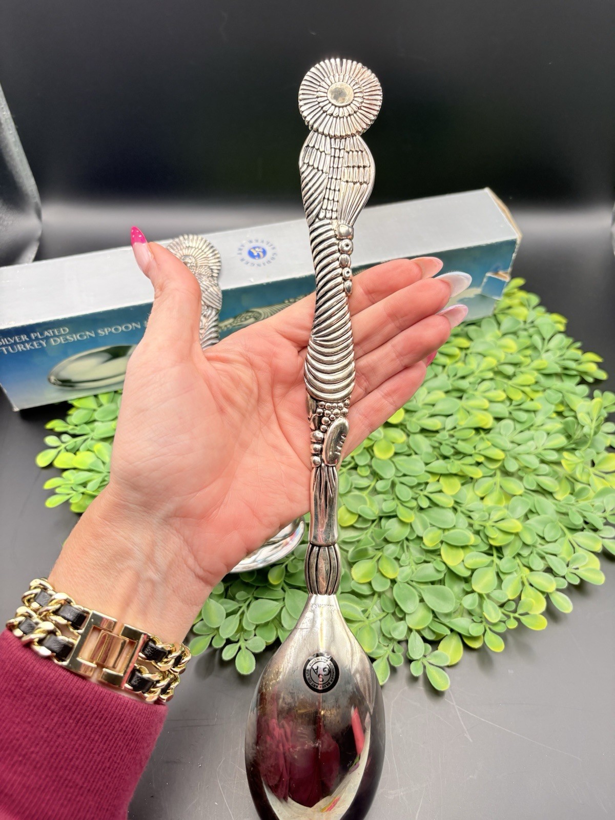 Godinger Silverplated Fancy Turkey Cornucopia Design Spoon Serving Set