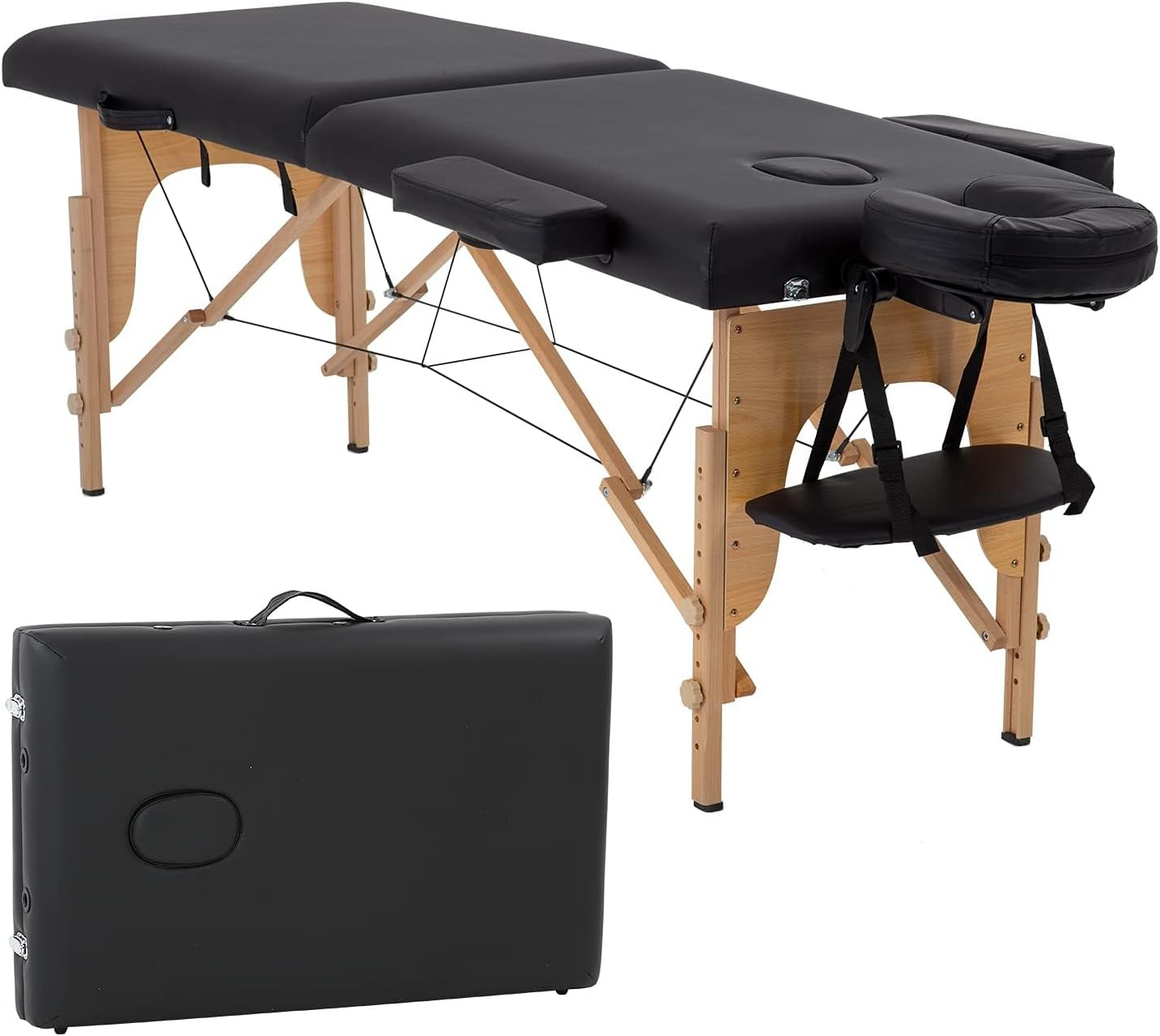 Portable Massage Table 24" Wide Adjustable Lash Bed Foldable Spa Table w/ Bag