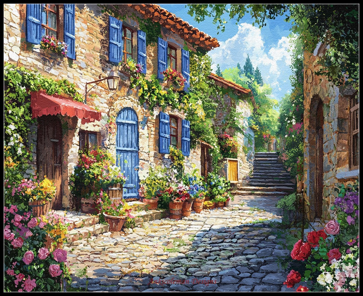 Timeless Lane 1 - DIY Chart Counted Cross Stitch Patterns Needlework DMC Color