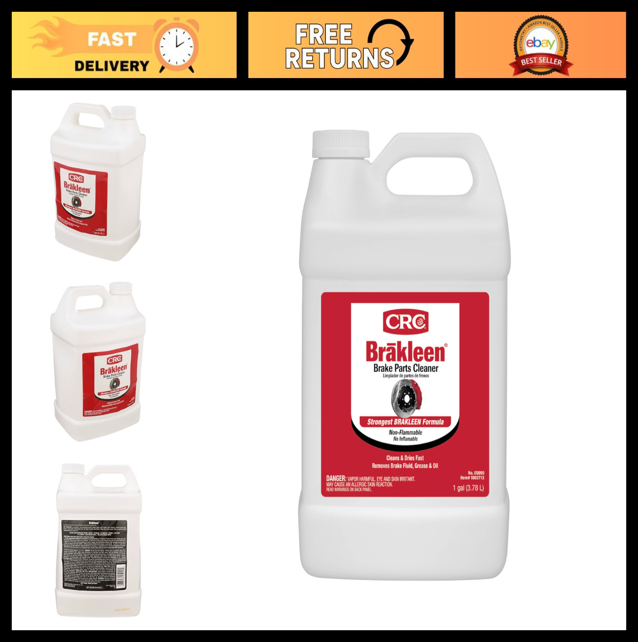Non-Flammable Brake Parts Cleaner, 1 Gallon - Heavy-Duty Auto Maintenance, 1 Pac