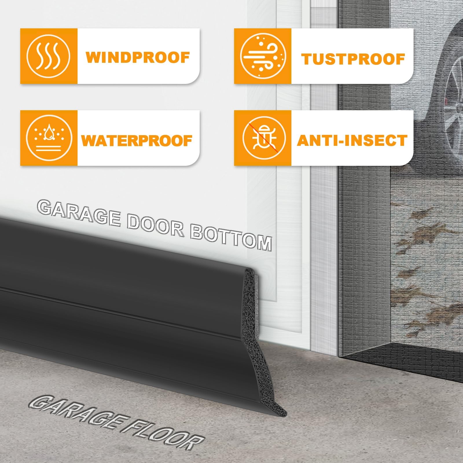 Garage Door Threshold Seals Bottom Rubber weatherproof Replacement