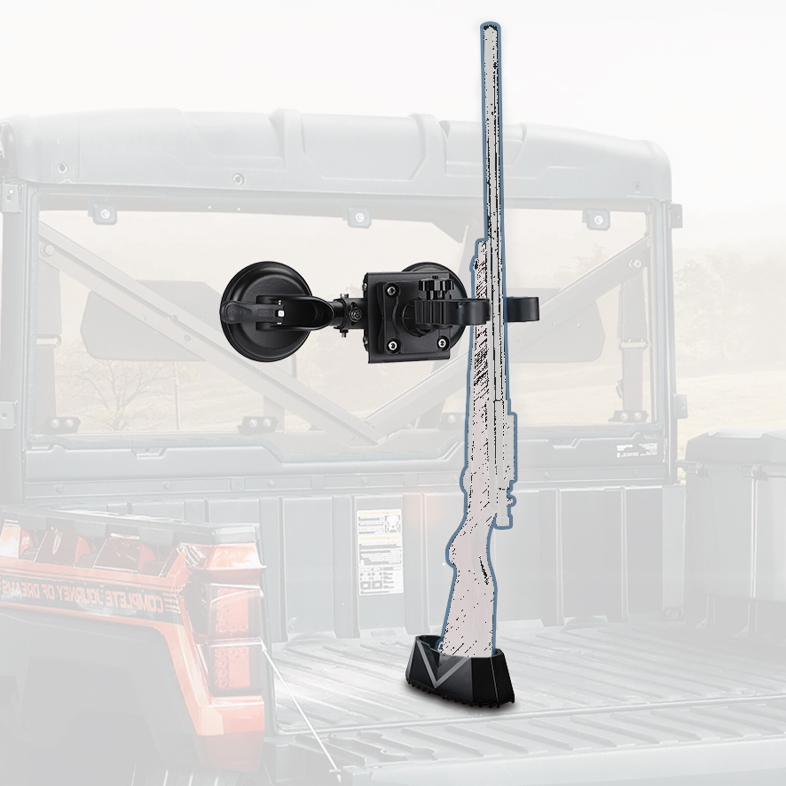 Adjustable Gun Mount with Enclosed Suction Cup for Tractor Cab UTV Windshield