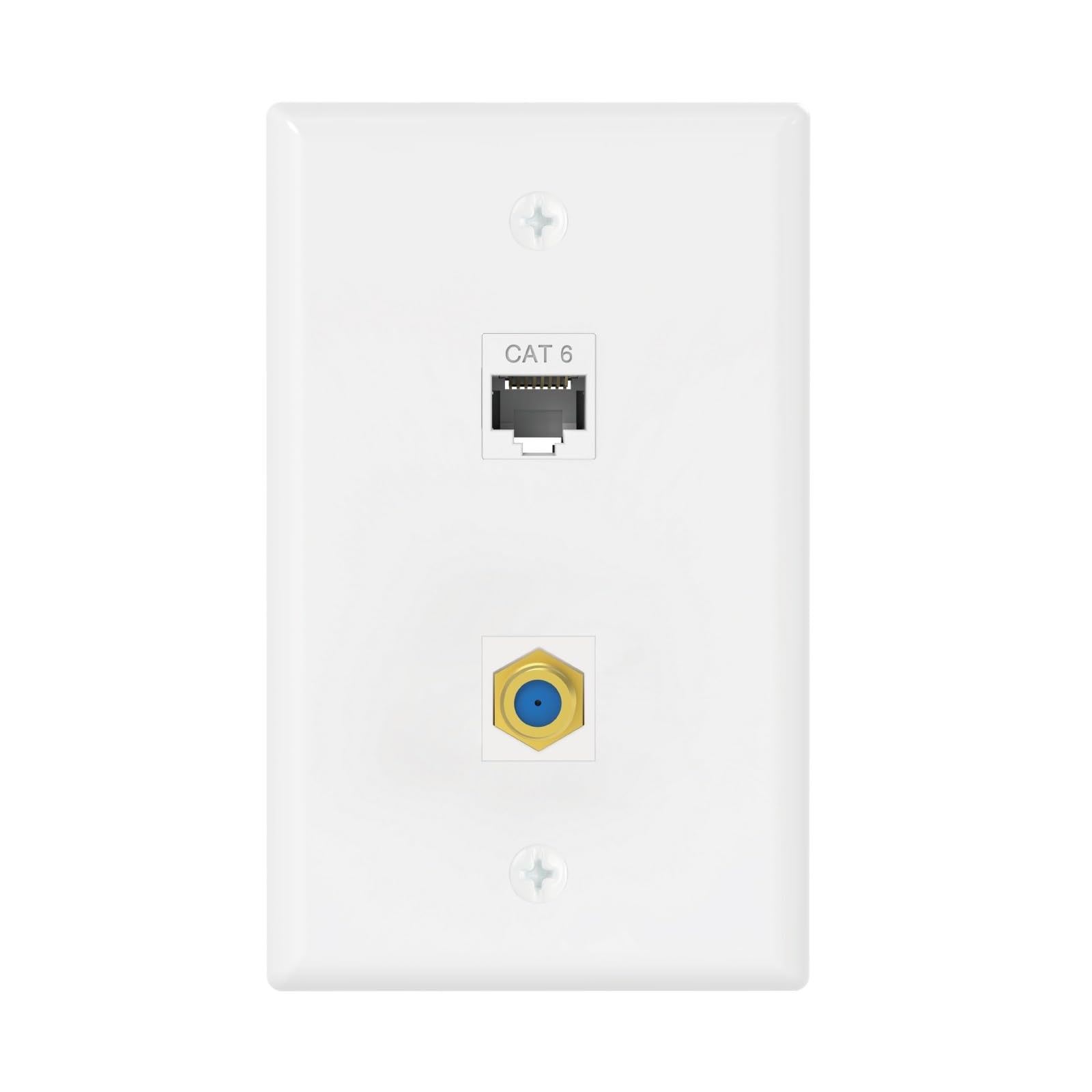 Ethernet Coax Wall Plate (UL Listed), 2 Port Cat6 Keystone Coupler and 3GHz G...