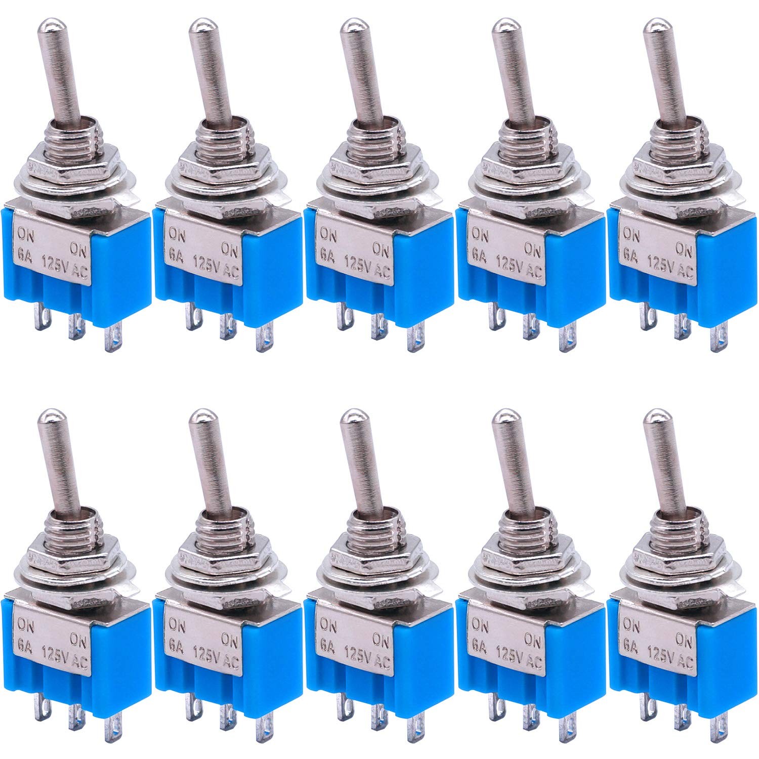 Taiss 10pcs SPDT Mini Toggle Switch 3-Pin 2 Position ON/ON 3 Pin ON/ON-A