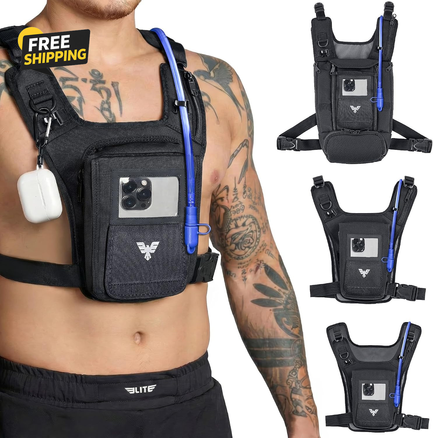 Hydra Running Chest Pack Hydration Vest Holster Phone Holder Marathon Rig