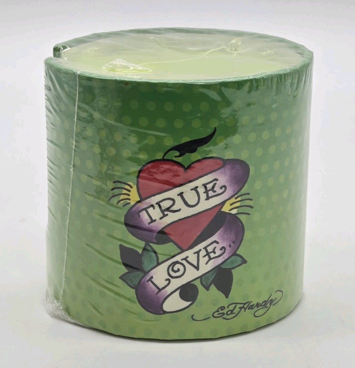 ED HARDY True Love Green Memo Cylinder Note Pad Round Notes Desk Decor 2012