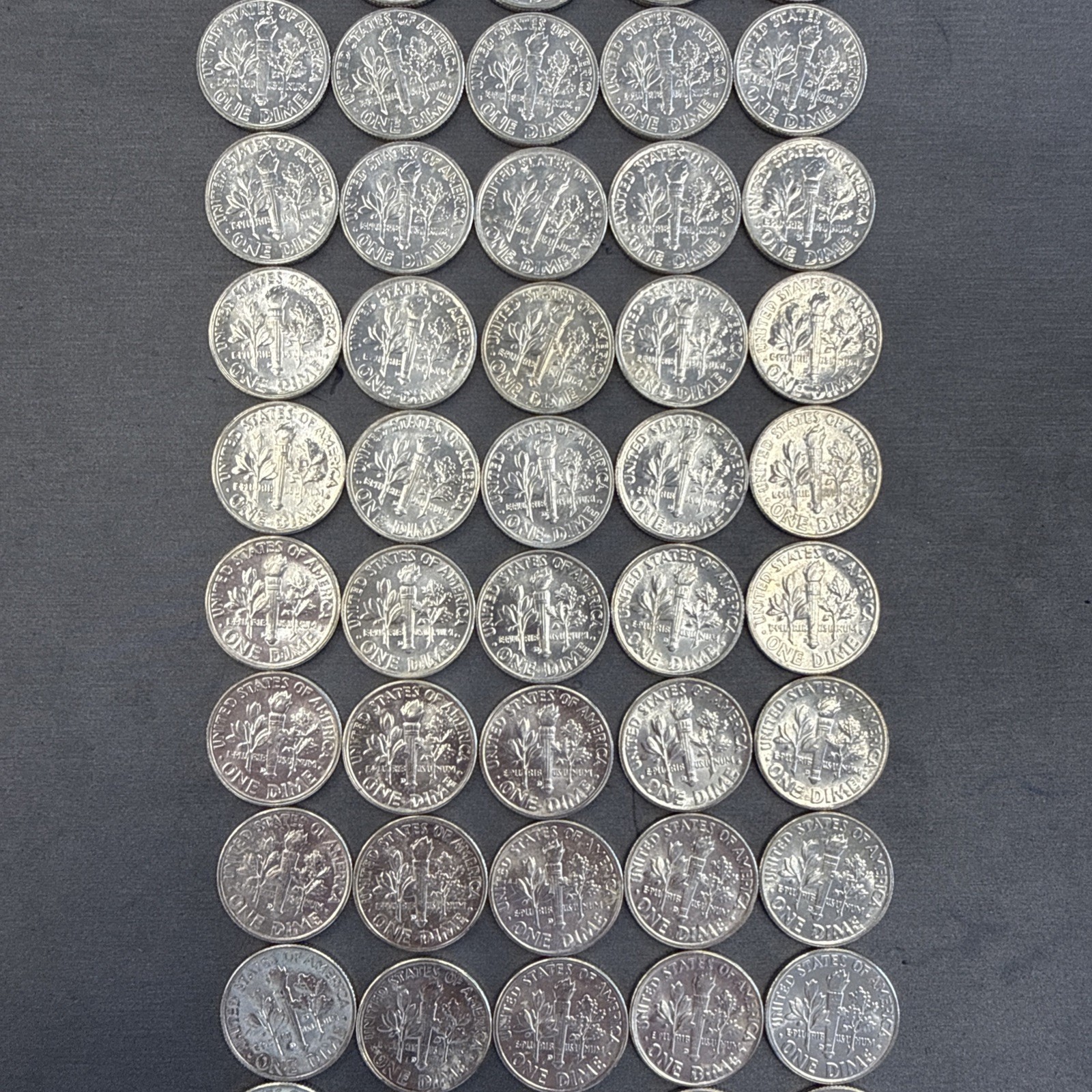 1957 D Roosevelt Silver Dime 50 Coins