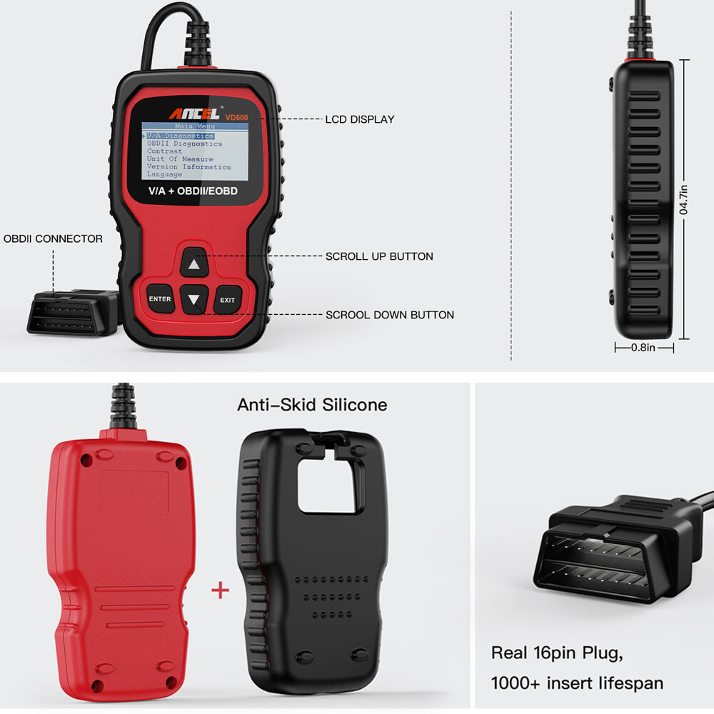 ANCEL VD500-US OBD2 Scanner Code Reader ABS SRS EPB Oil Diagnostic Tool For VAG