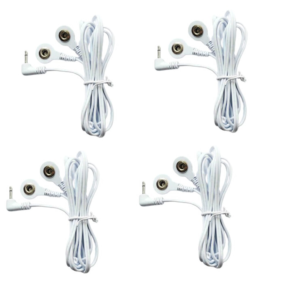 4 Pcs Reusable White Electrode Lead Cable for Digital Massager Pinook 2.5mm Plug