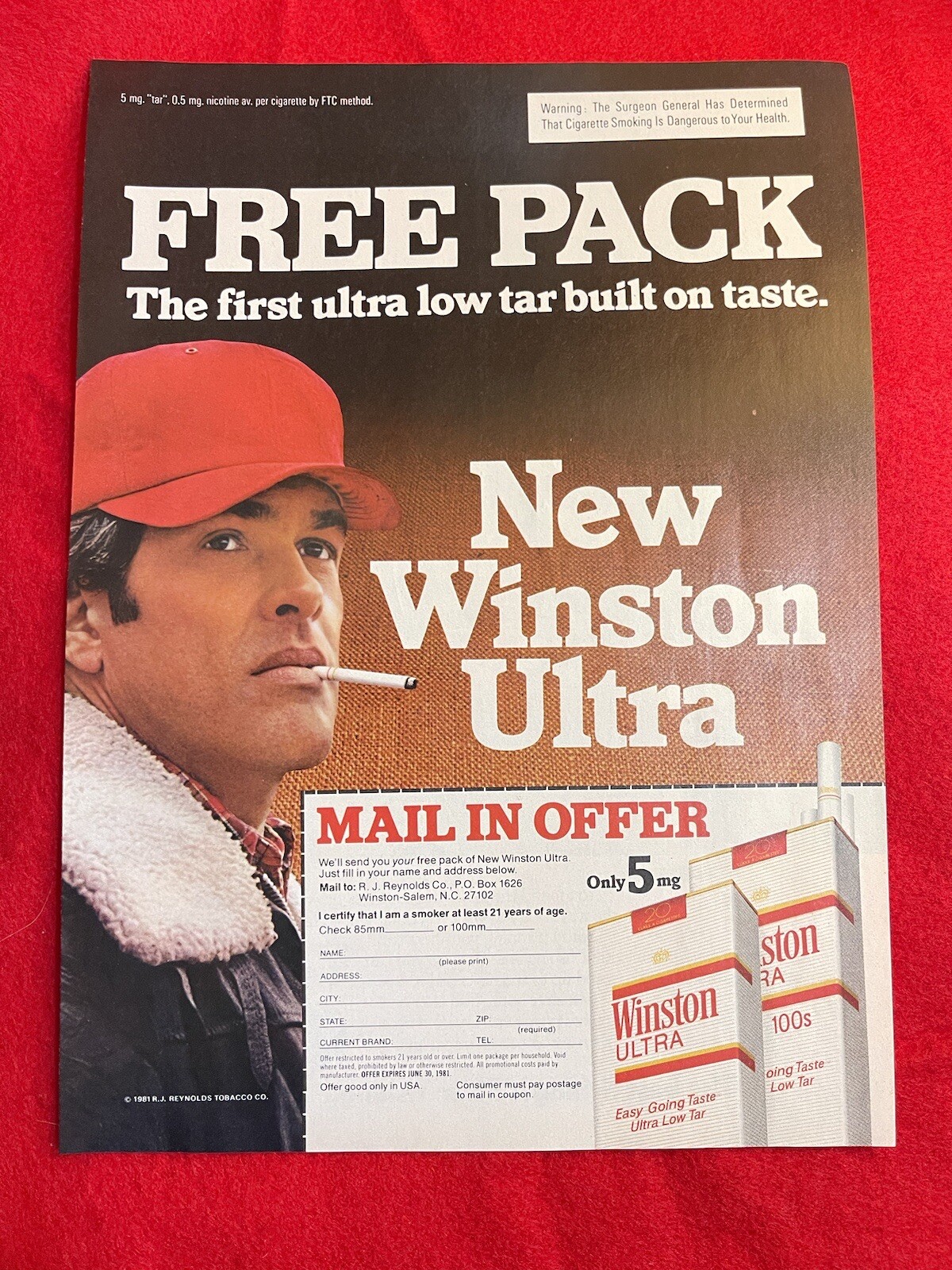 Vintage 1981 Winston Ultra Cigarettes Print Ad