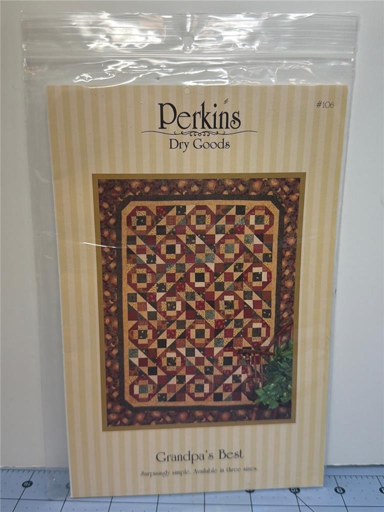 PERKINS Dry Goods Quilt Pattern GRANDPA'S BEST - #106 - 3 Sizes to 86" x 101"