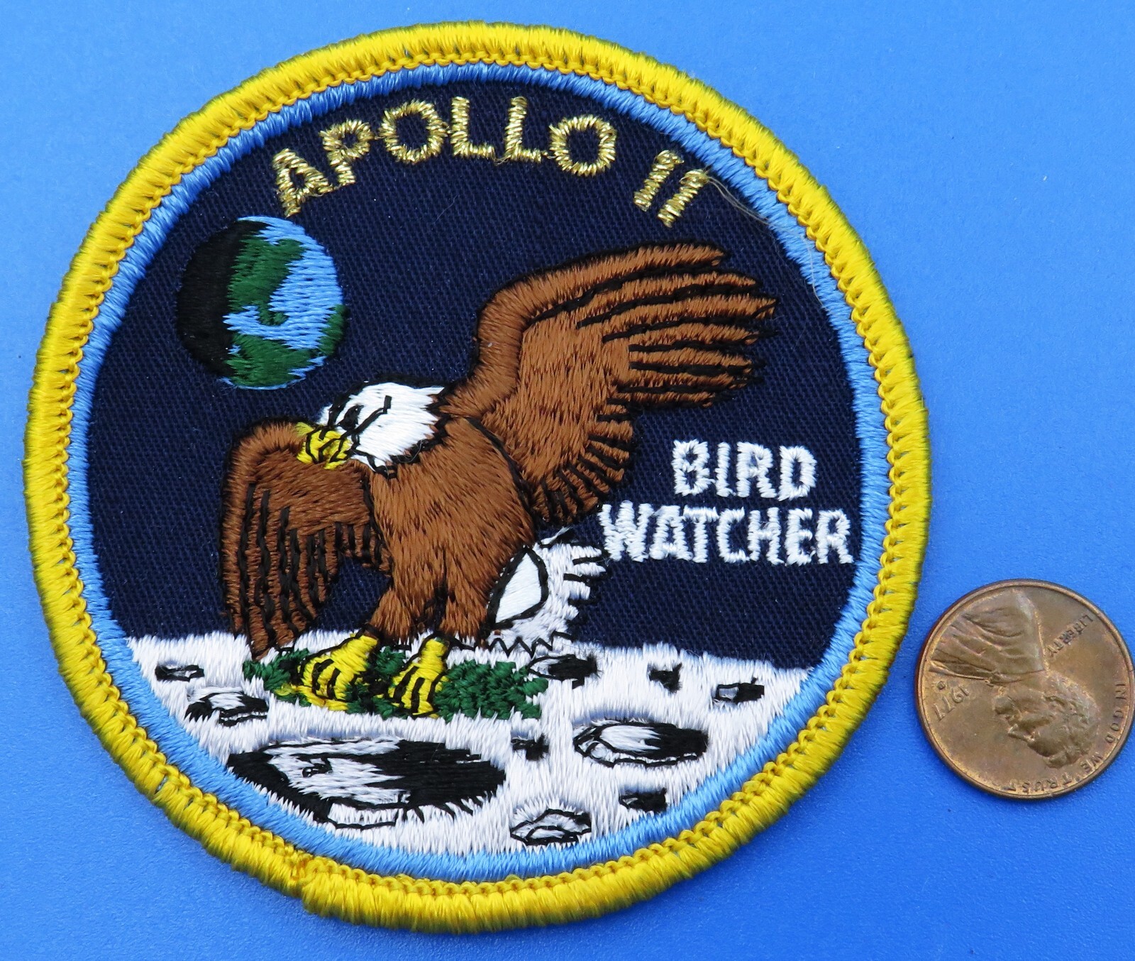 NASA PATCH vtg Apollo 11 BIRD WATCHER Eagle on Moon Lunar LION BROTHERS
