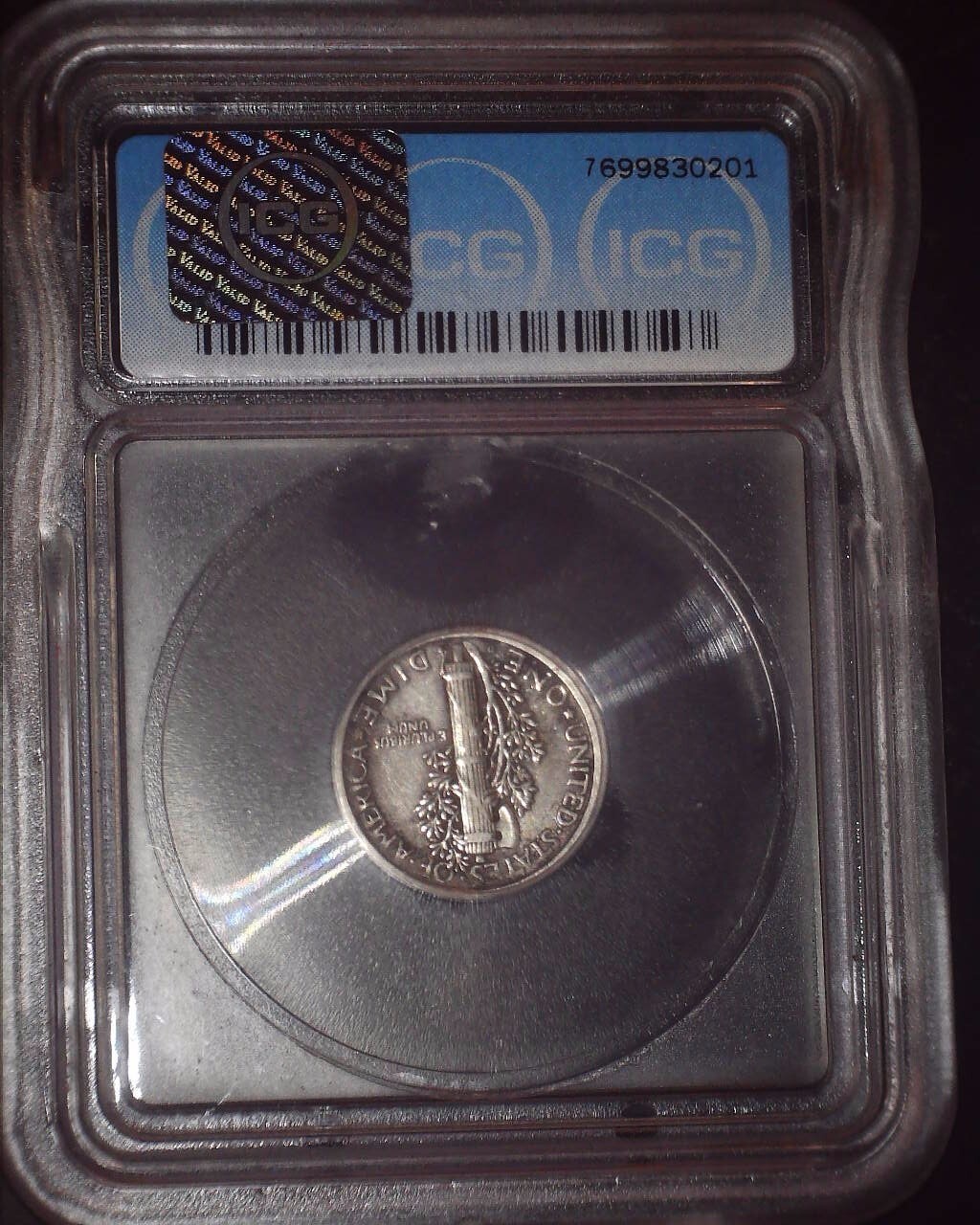 1921-D Mercury Dime, ICG, EF40, KEY Date, Issue Free