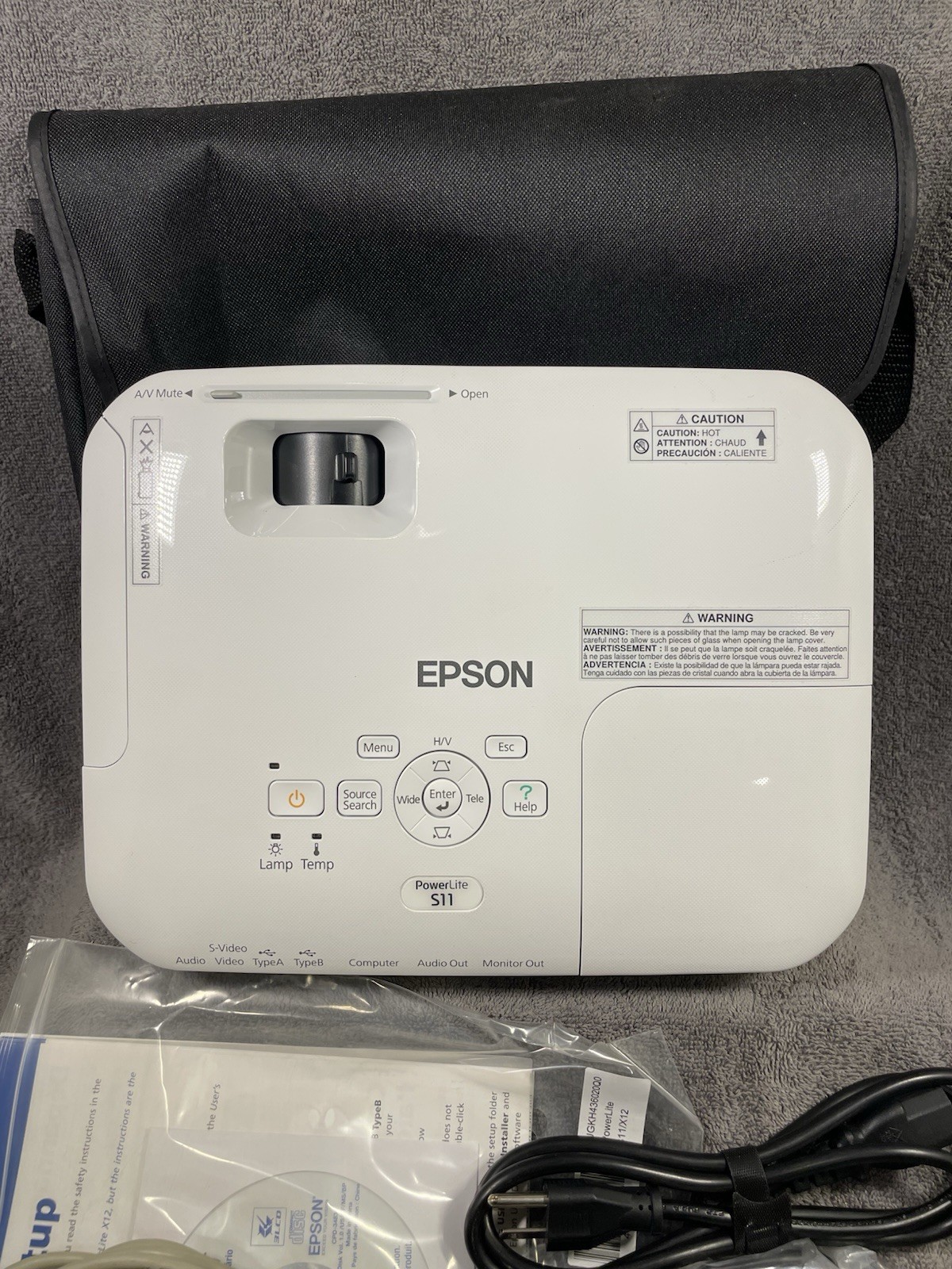 Epson PowerLite S11 Projector With Extras TESTED With Remote And Extras As Shown