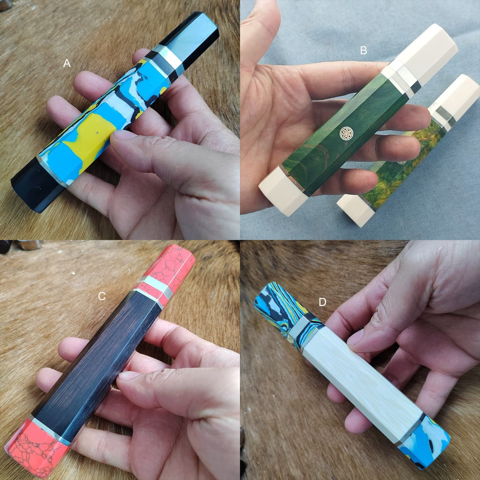 New Japanese Style Octagonal Turquoise Resin Handle Material Making chef Knife
