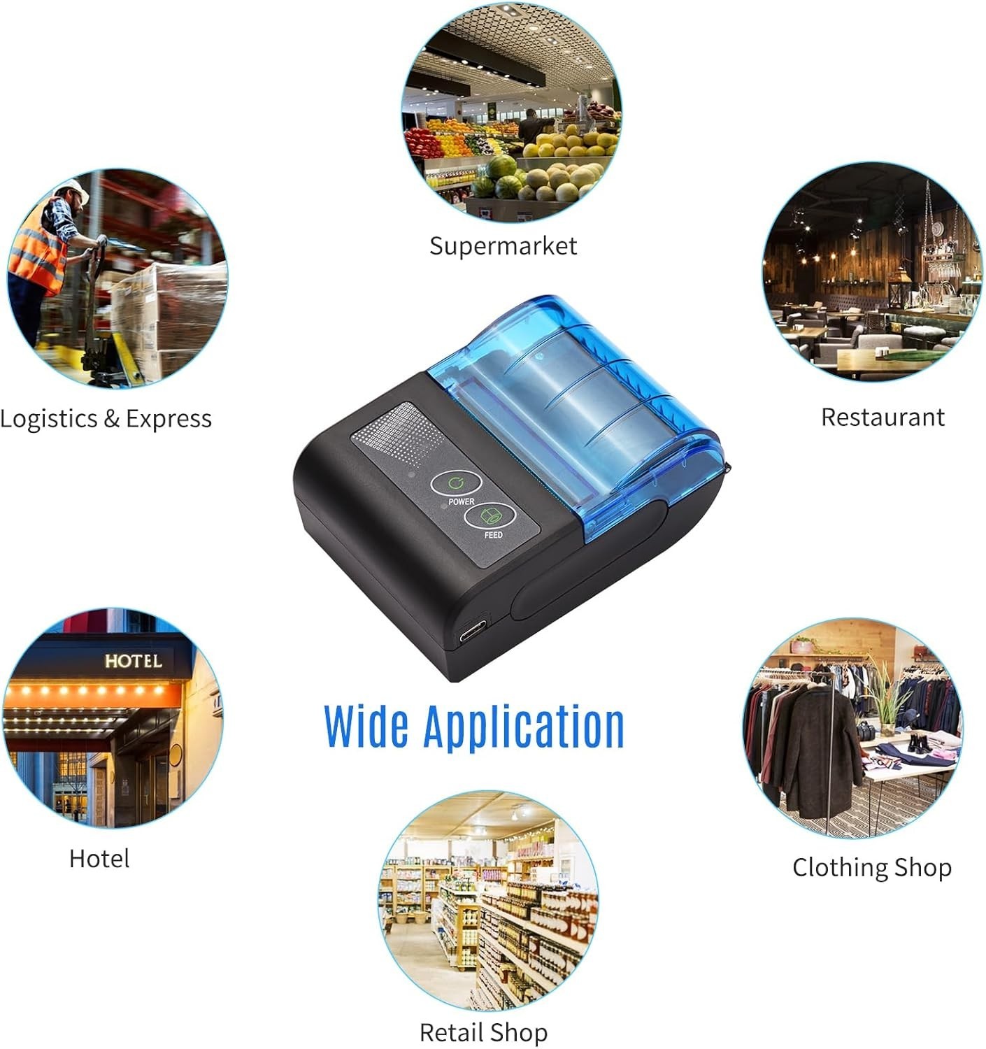 Receipt Printer, Portable Mini Thermal Receipt Printers USB Receipt Bill Tick...