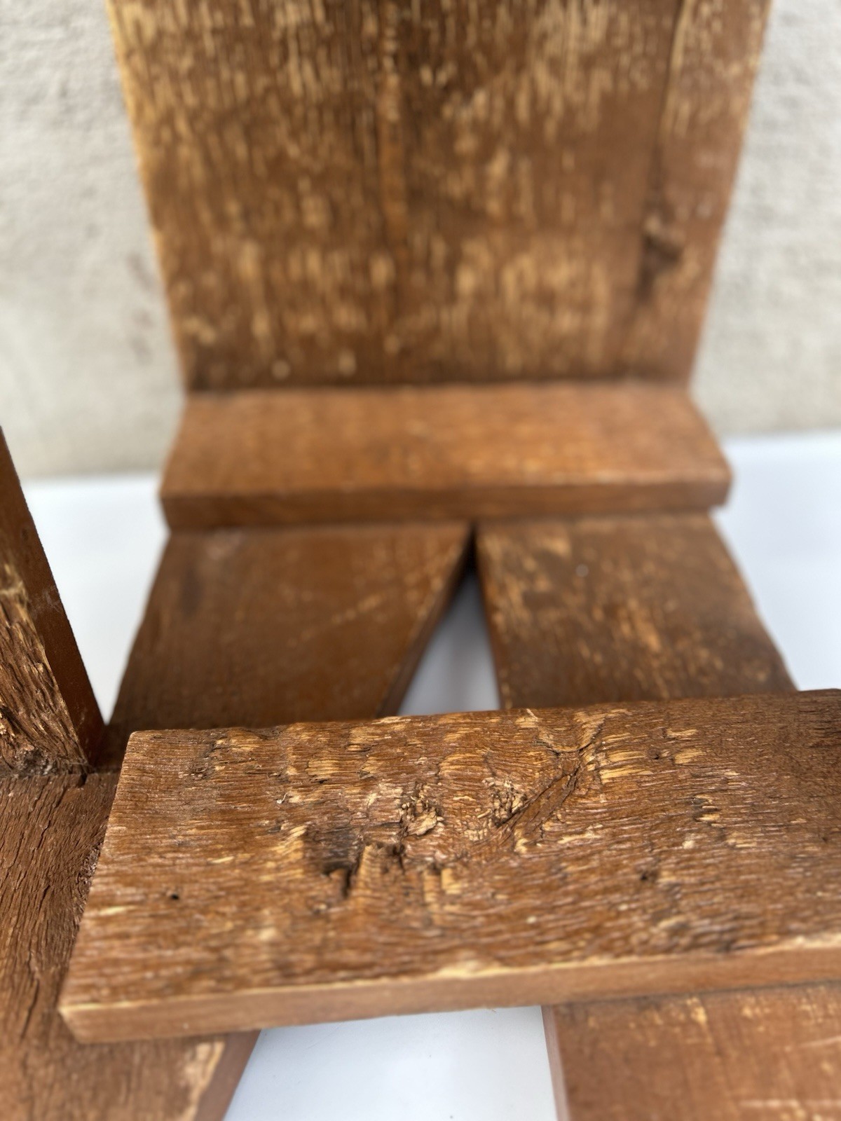 Vintage Rustic Solid Wood 2-Step Stool Farmhouse Bench Plant Stand Brown 19+