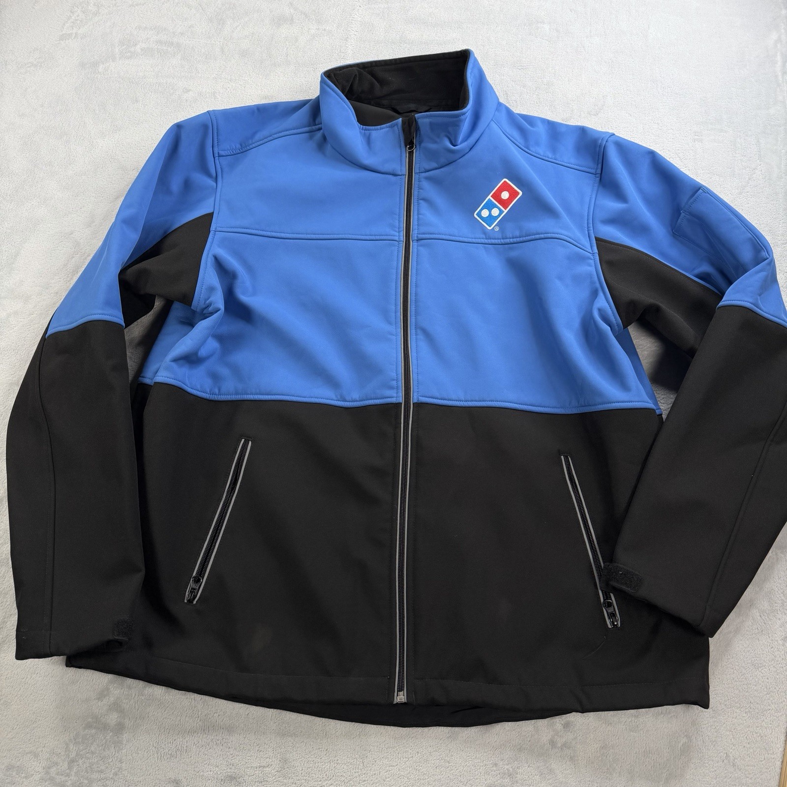 Domino's Gear Jacket Mens XL Blue Black Uniform Delivery Softshell Windproof