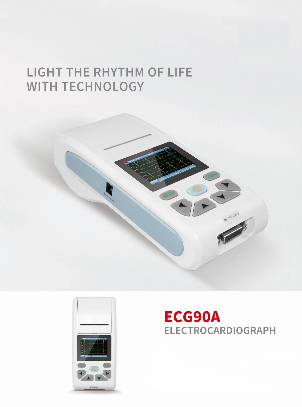 12-Lead ECG Machine with Touchscreen & Printer + Free PC Software ECG90A