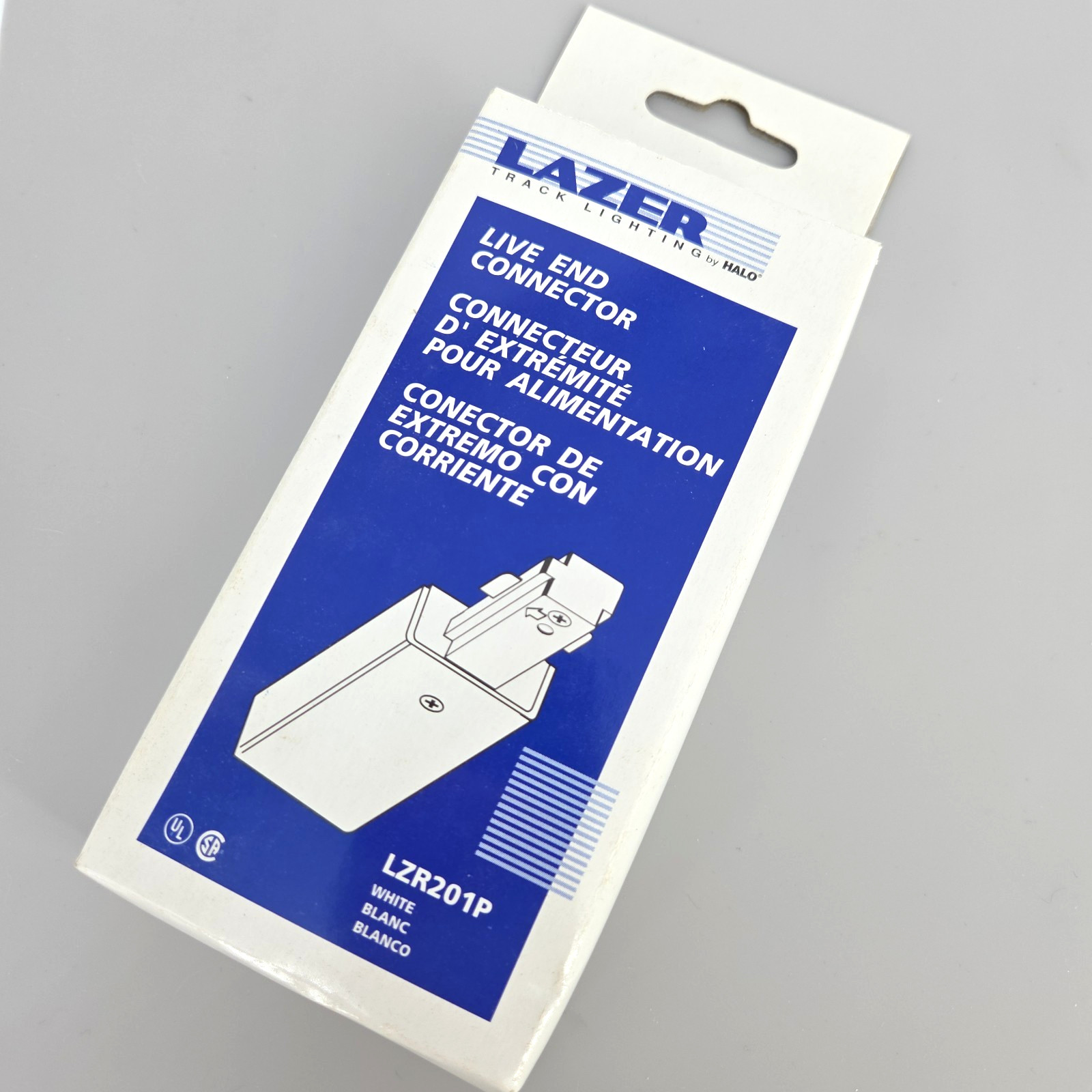 Lazer Track Lighting LZR201P Live End Feed Connector White by Halo Cooper