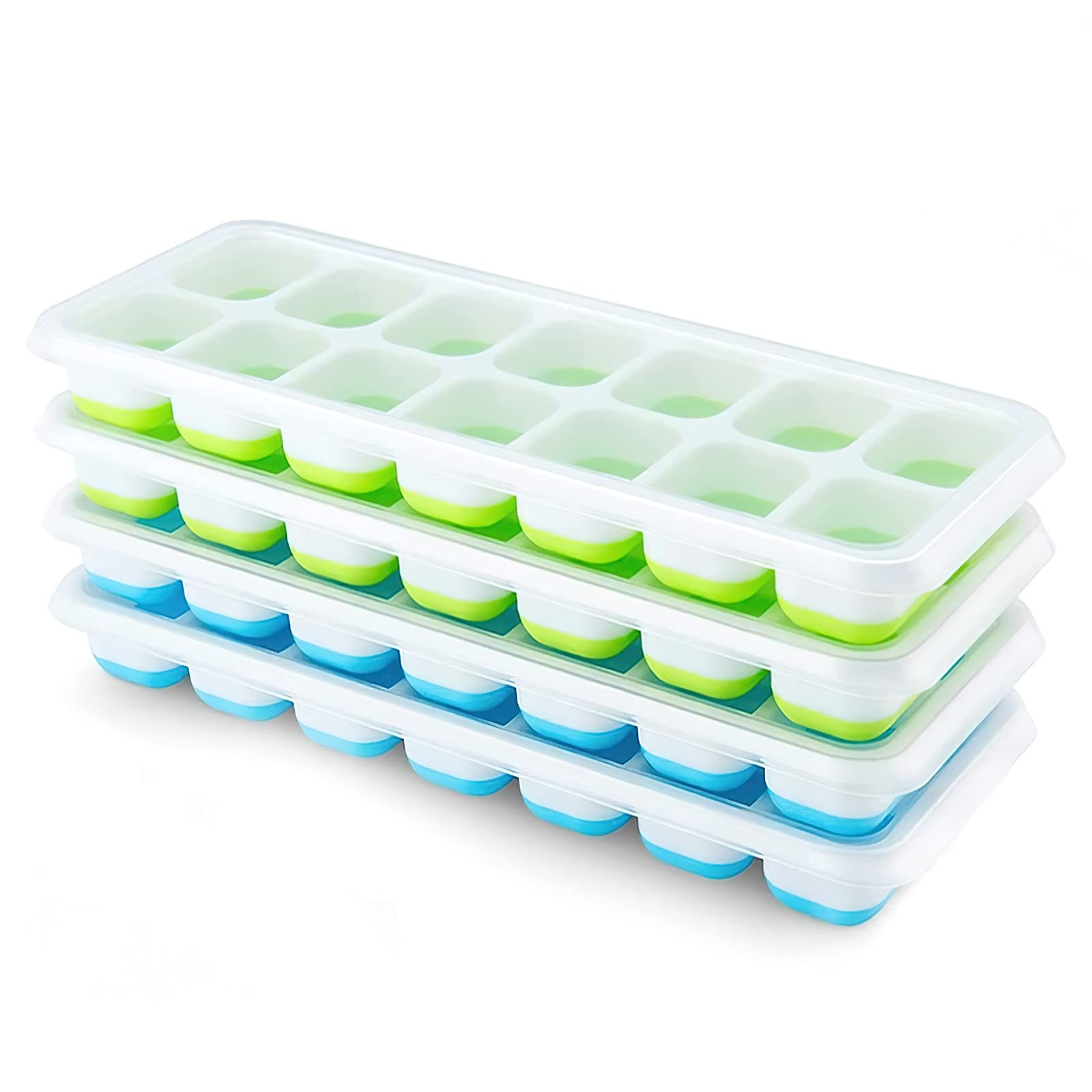 Ice Cube Trays 4 Pack Silicone With Removable Lid Easyrelease Flexible 14cube Tr