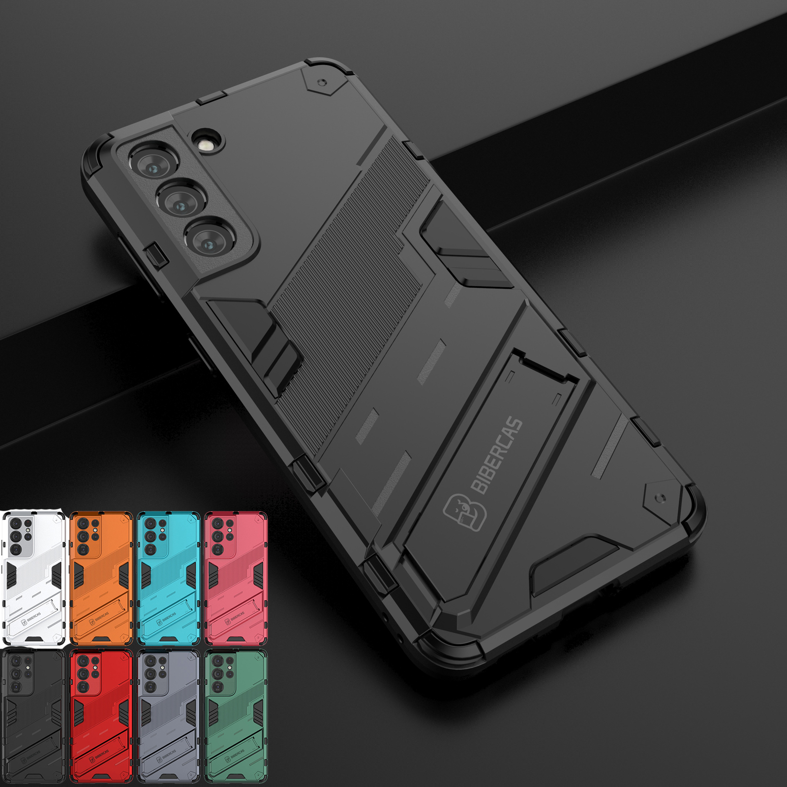 For Samsung Galaxy S21 S22 S23 S24 Shockproof Rubber Stand Hybrid Phone Case