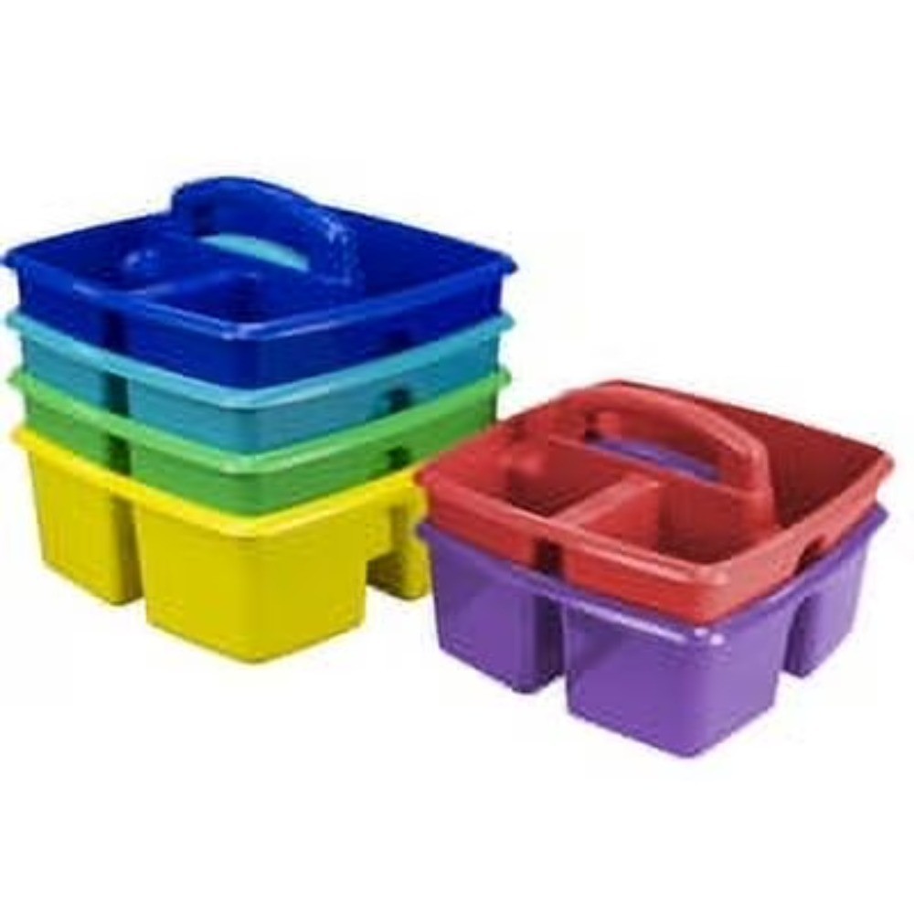 Storex Plastic Desktop Organizer Caddy with Handle, Assorted, Set of 5