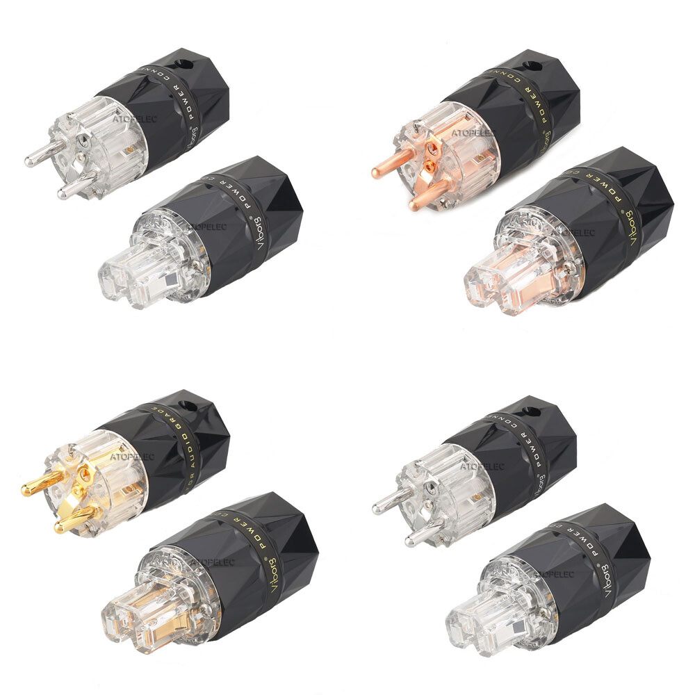 VIBORG Silver/Gold/Rhodium Plated Copper EU Male/IEC Female Power Plug HiFi 503