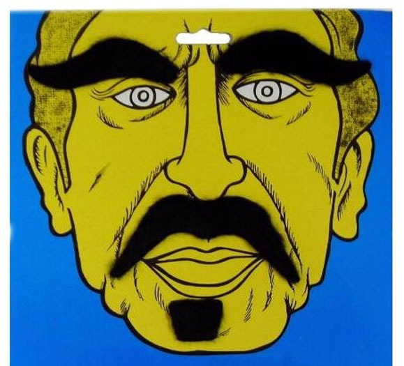 FAKE MUSTACHE GOTEE DISQUISE costume dressup face hair GOATEE men adult dress up