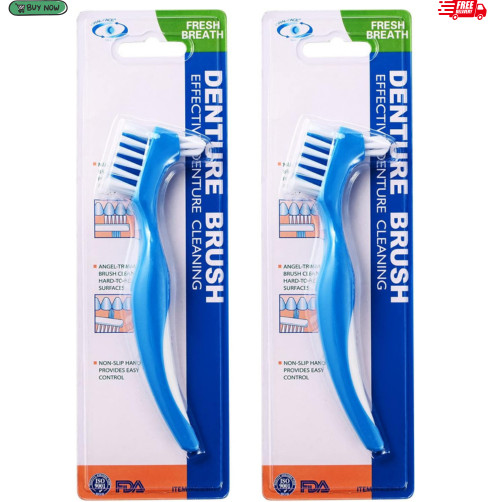 2 Pack Denture Clean Toothbrush for Denture Care Tool w/Multi Layered Ordinar...