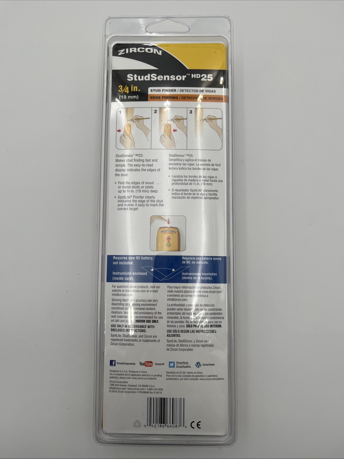 NEW Zircon StudSensor HD25 Stud Finder Wall Scanner