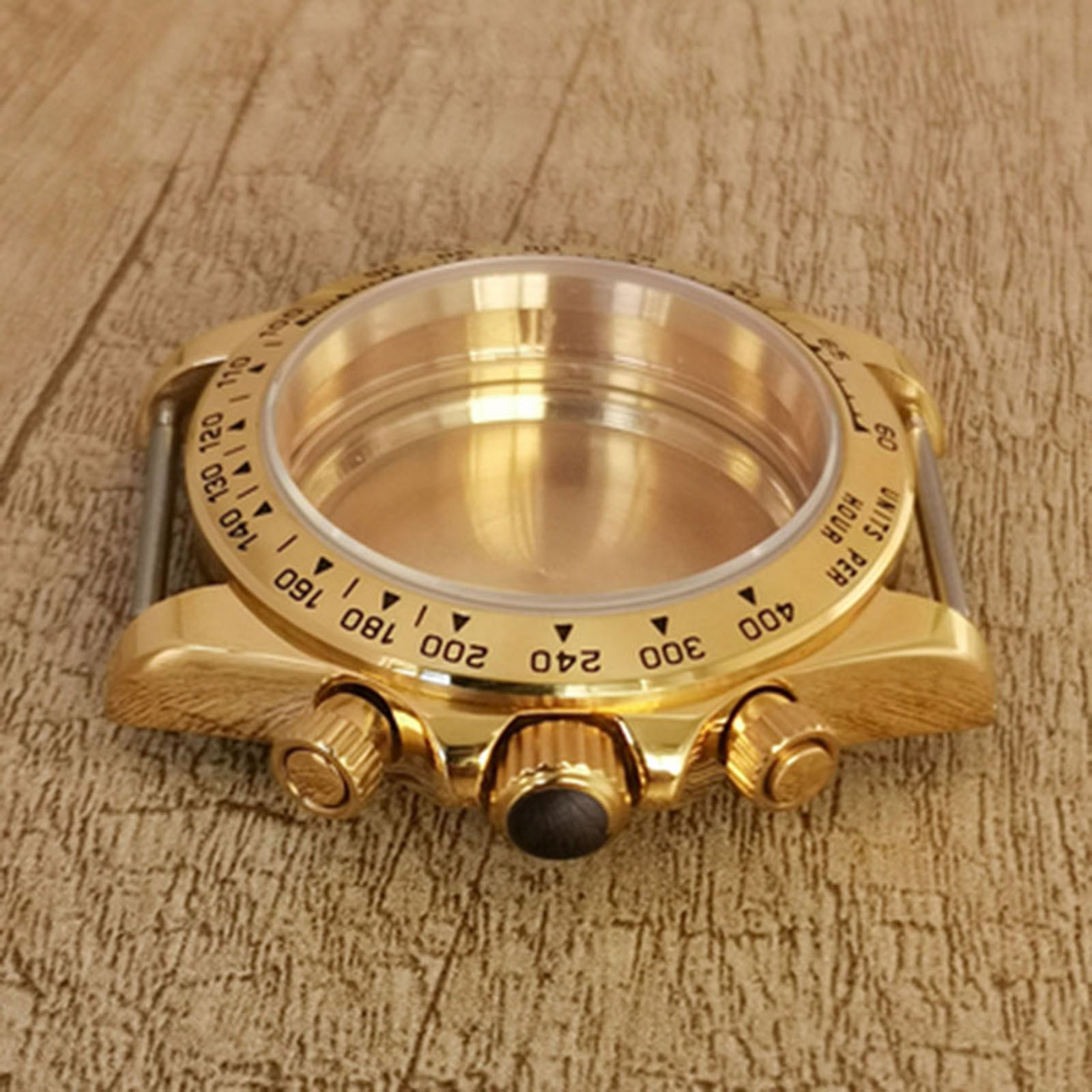 39MMPVD Gold Steel Case Sapphire Glass New Watch for VK63 Quartz Movement