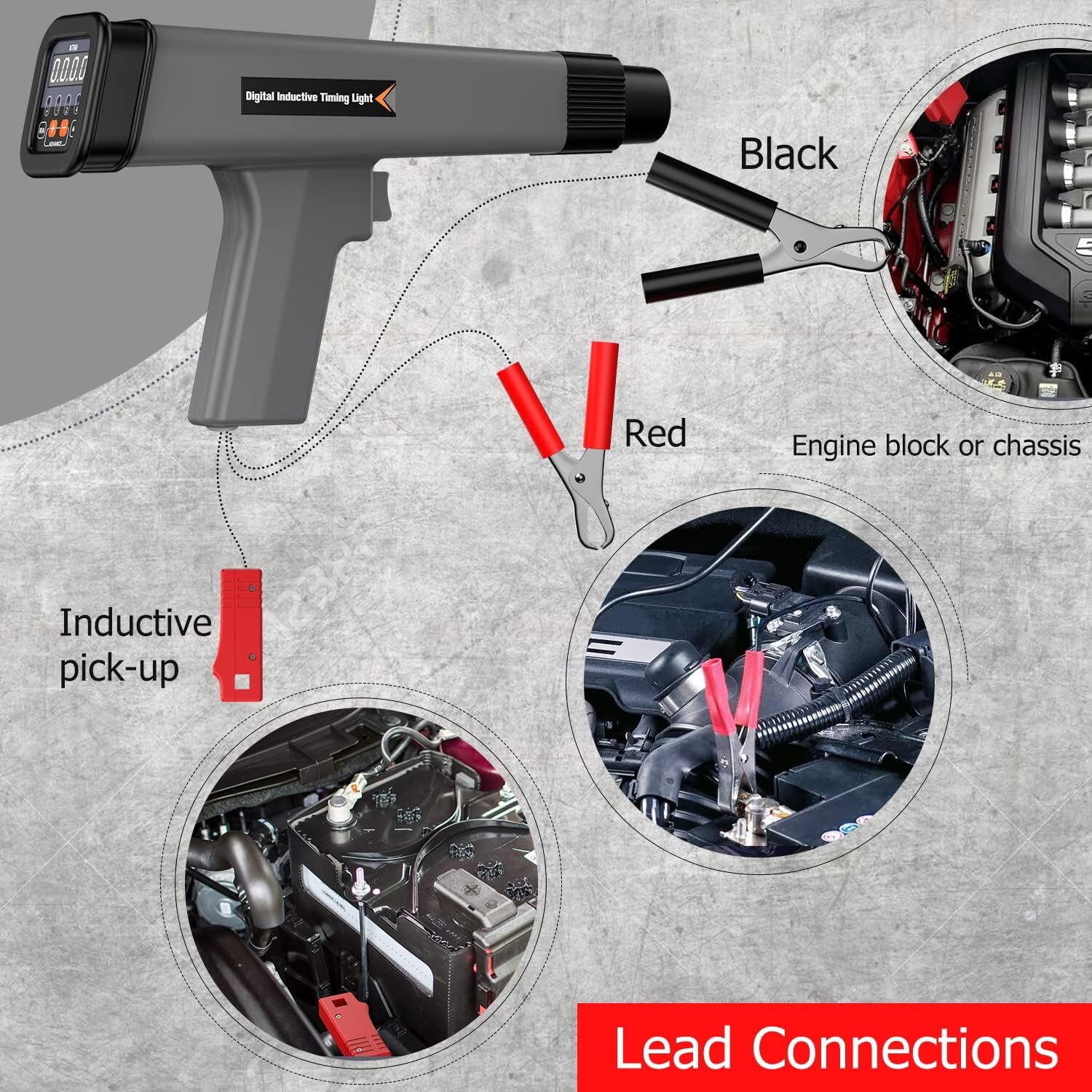 Digital Ignition Timing Light Car Motorcycle Engine Advance Strobe Timing Lights