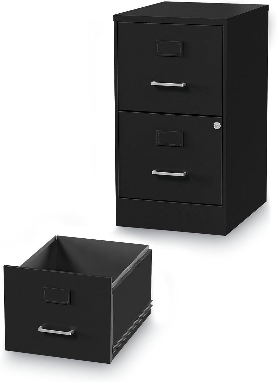 Soho Vertical File Cabinet 2 Drawers File/File Letter Black 14" X 18" X 24.1