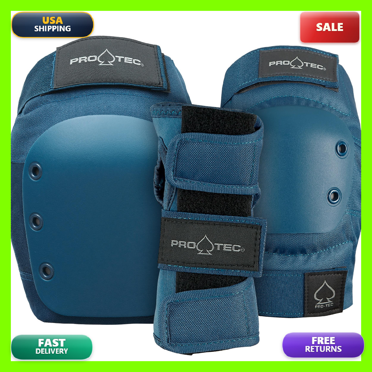 Pro-Tec Street 3-Pack Pad Set - For Skateboarding Roller Skating Scooter