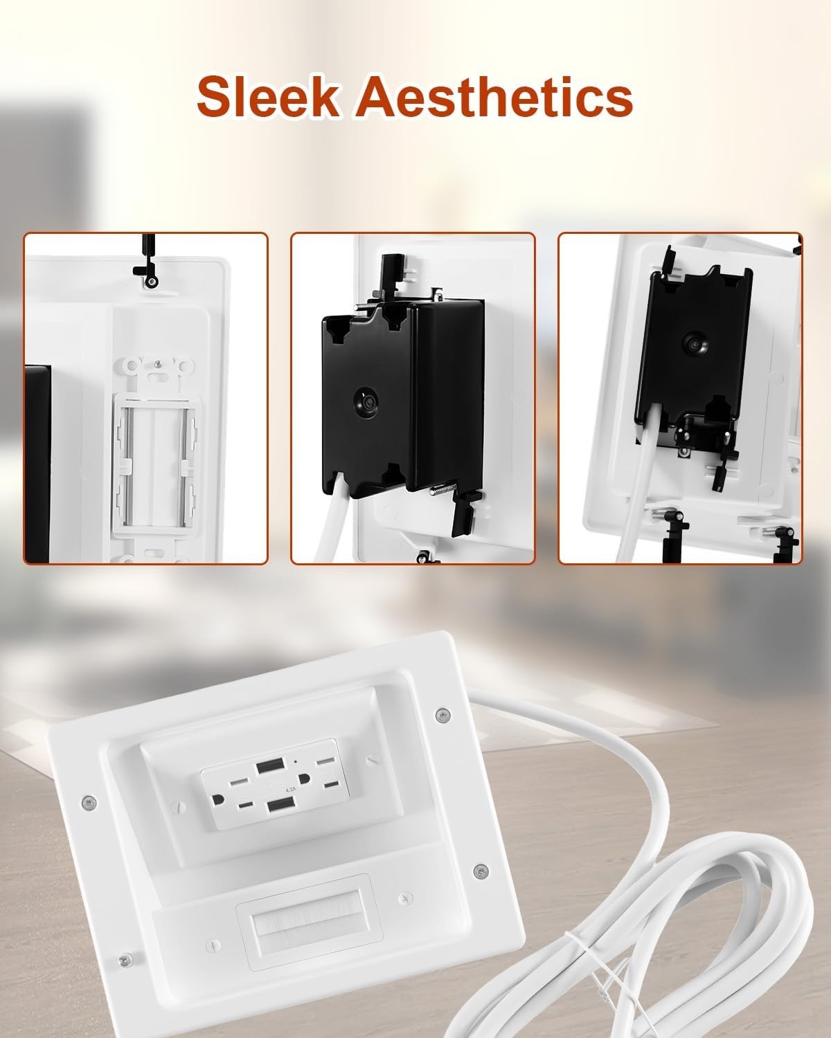 Wall Cable Concealer Kit in Wall Cable Management Kit 9 Ft Cord Plug In