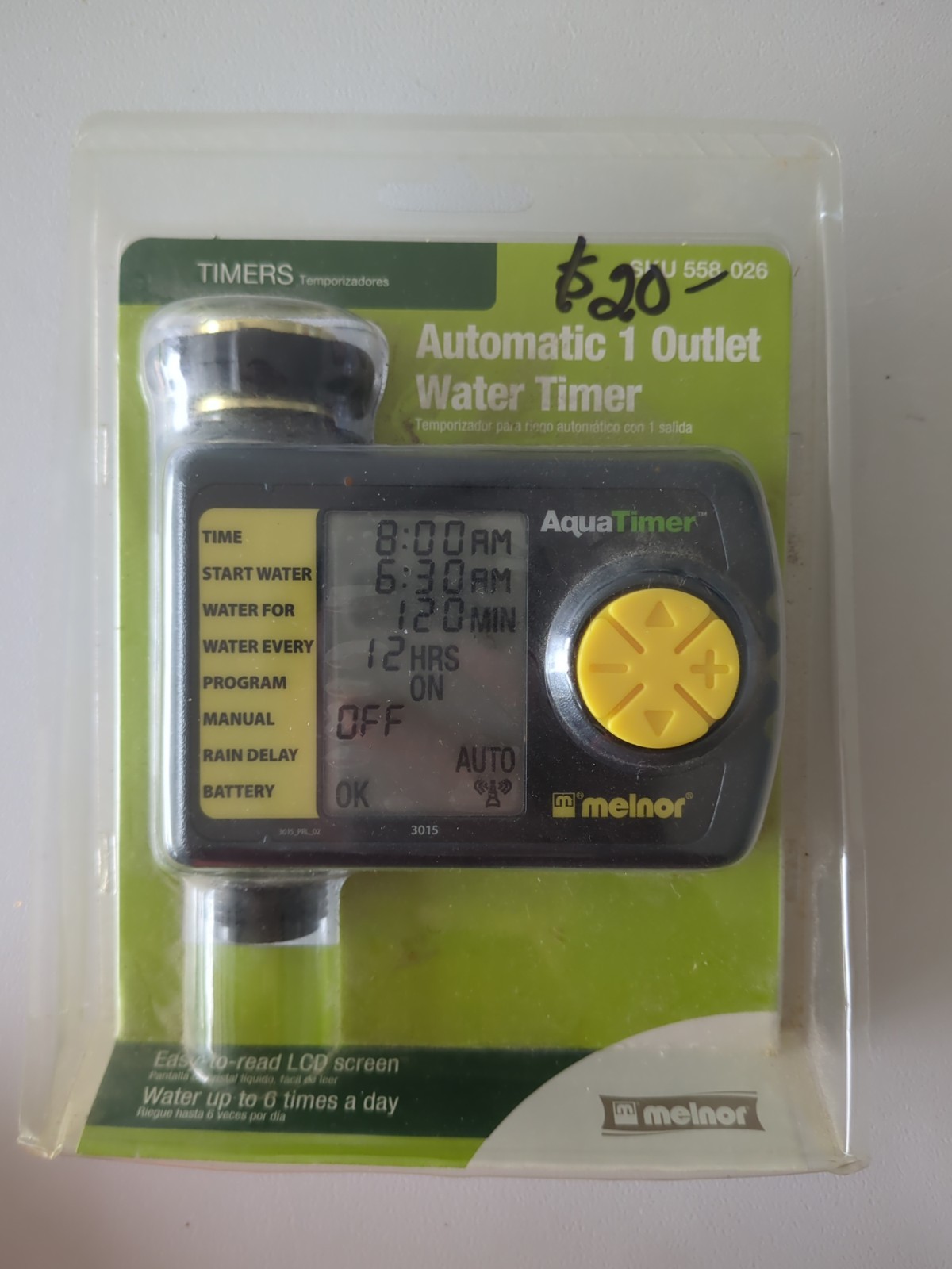Meinor Automatic 1 Outlet Water Timer 558-026 LCD Screen Aqua Timer