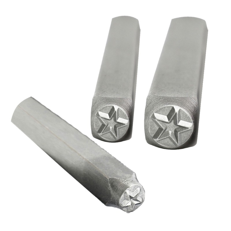 Set of 3 Carbon Steel Five Pointed Star Punch Stamp Set Jewelry Stamping Tool