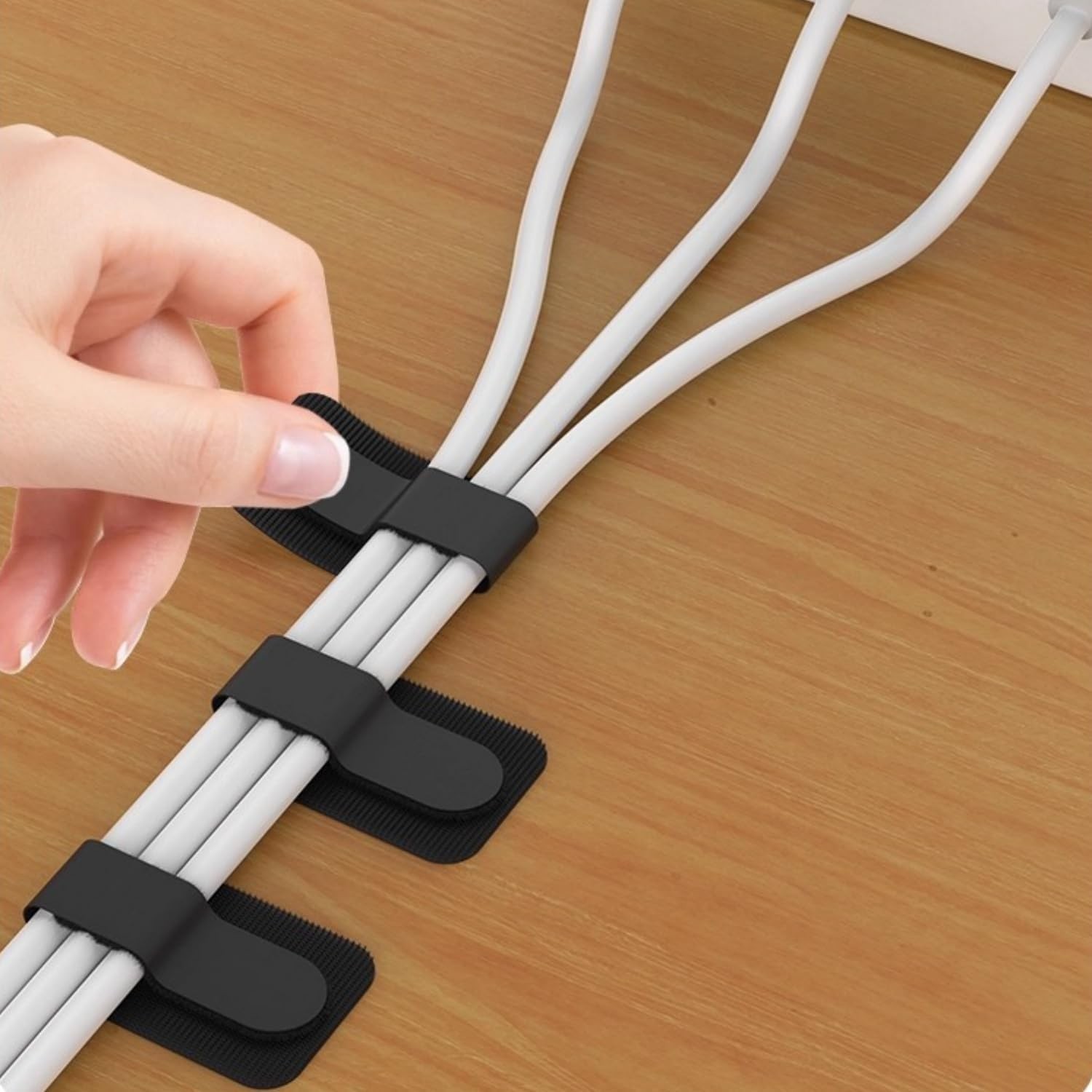 Self Adhesive Wire Ties 100pk, Black Cords