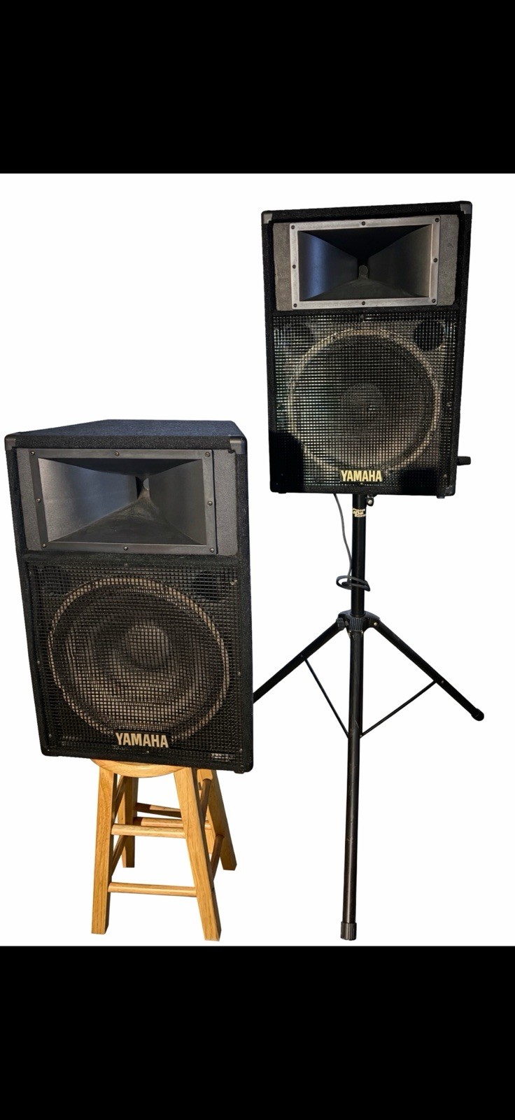 YAMAHA (2) S1151V 500-1000 w Two-way Passive PA Speakers Tripod (1) Club Travel