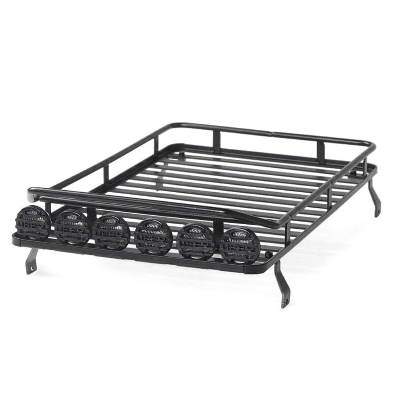 Metal Luggage Roof Rack+6 LED Spotlights Lamp for 1/10 t4 D90 SCX10 III RC Car