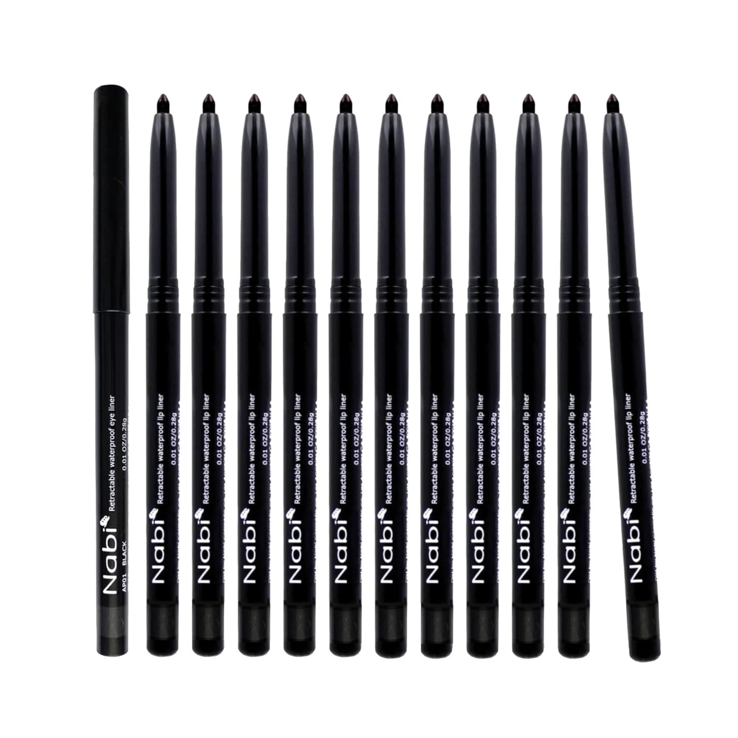 Retractable Waterproof Eyeliner Pencil – 12‑Pack Smudge‑Proof, Long‑Lasting
