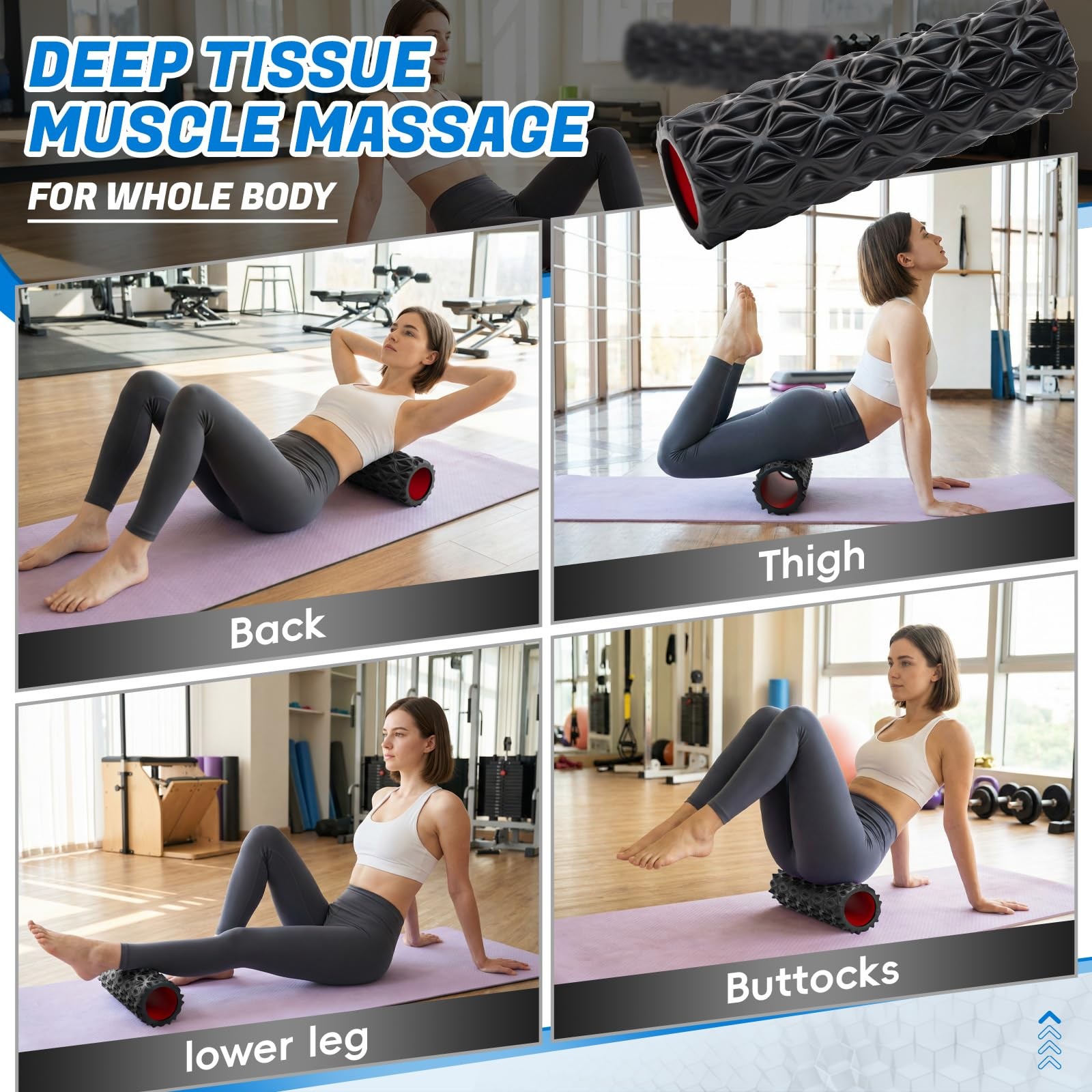 JOYVANTAGE Foam Roller for Deep Tissue Massager, 15" High Density DiamondShap...