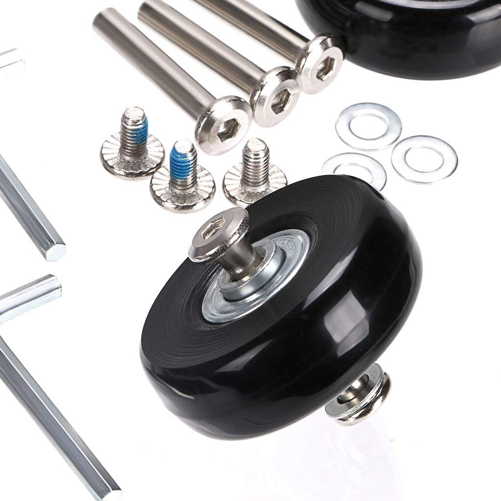 50Mm X 18Mm Set of 4 Luggage Suitcase Replacement Wheels, Rubber Swivel Caster W