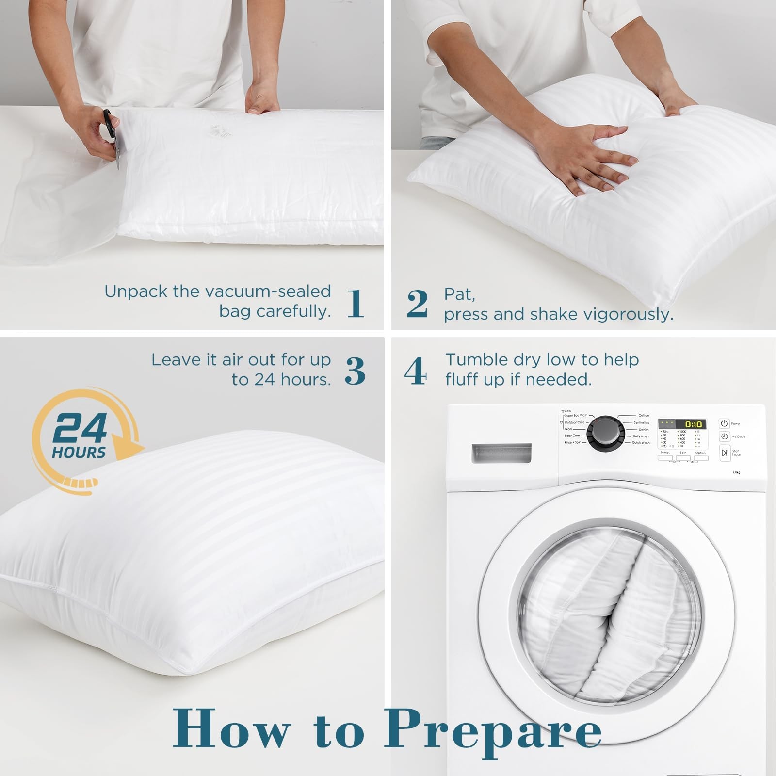 Queen Pillows Set 2 Hotel Soft Down Alternative Microfiber Sleep Support 20 x 27